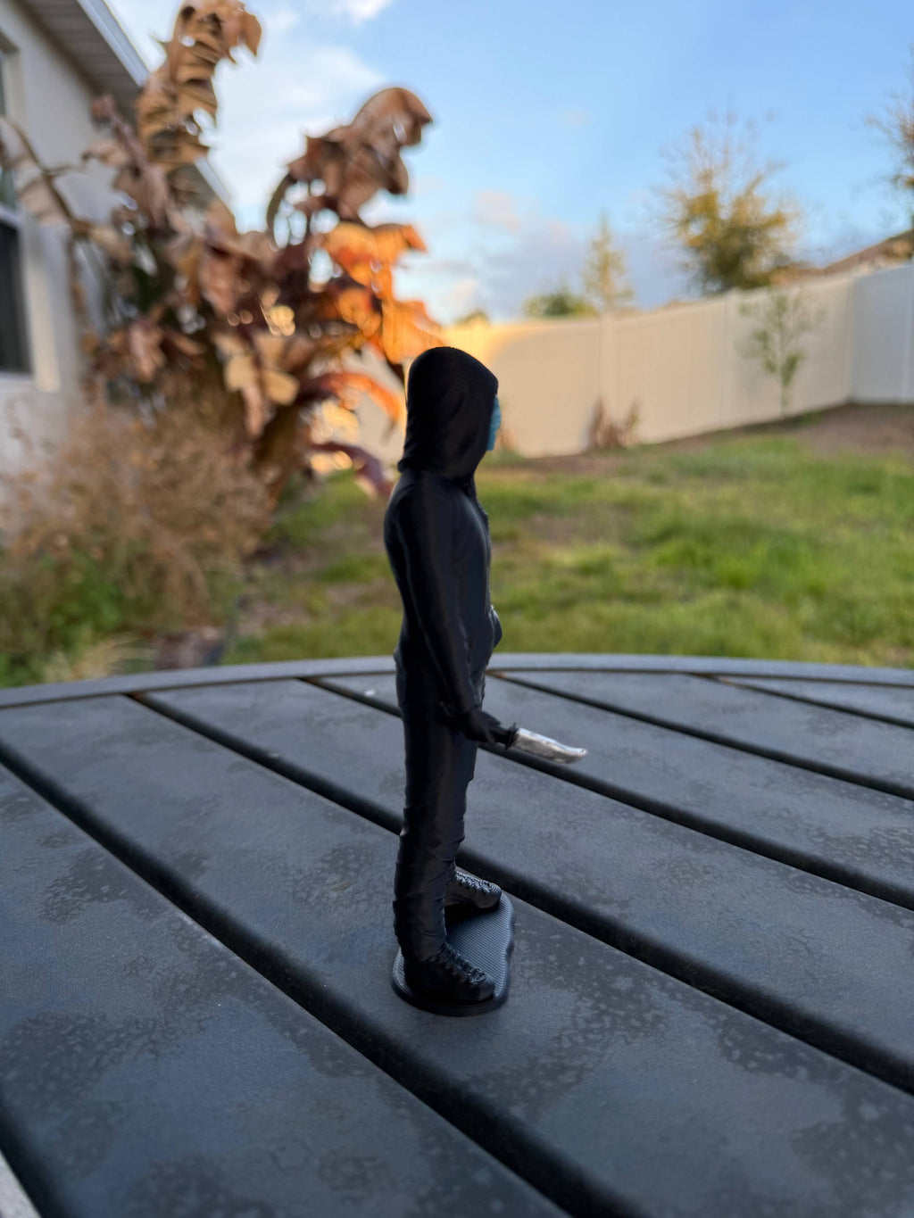 Hooded Masked Figures | Bookshelf Shelf Decor | Dark Romance: Blue Mask