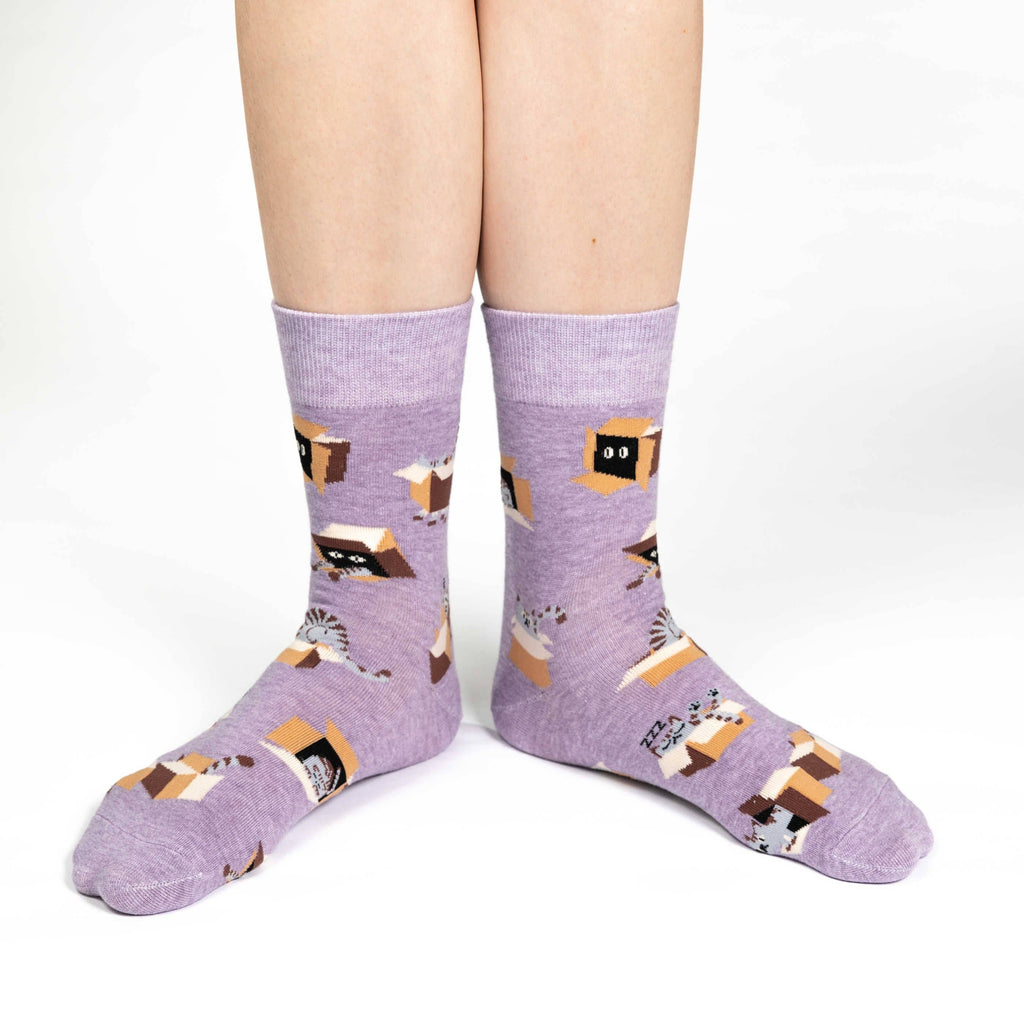 Women's Cat in a Box Socks: Shoe Size 5-9