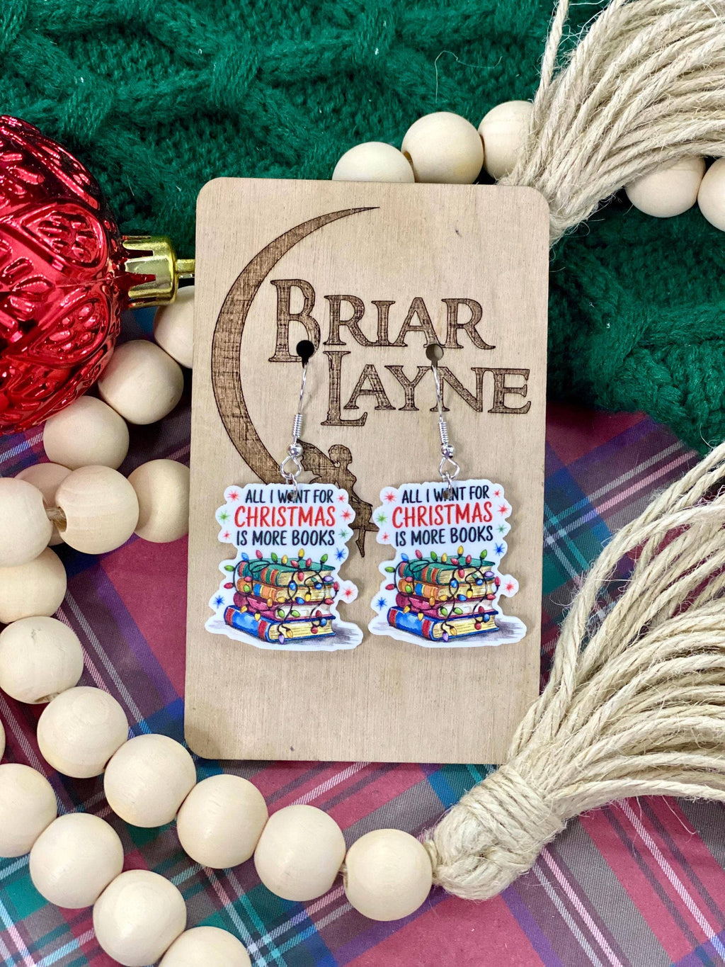 Christmas Book Lover Earrings