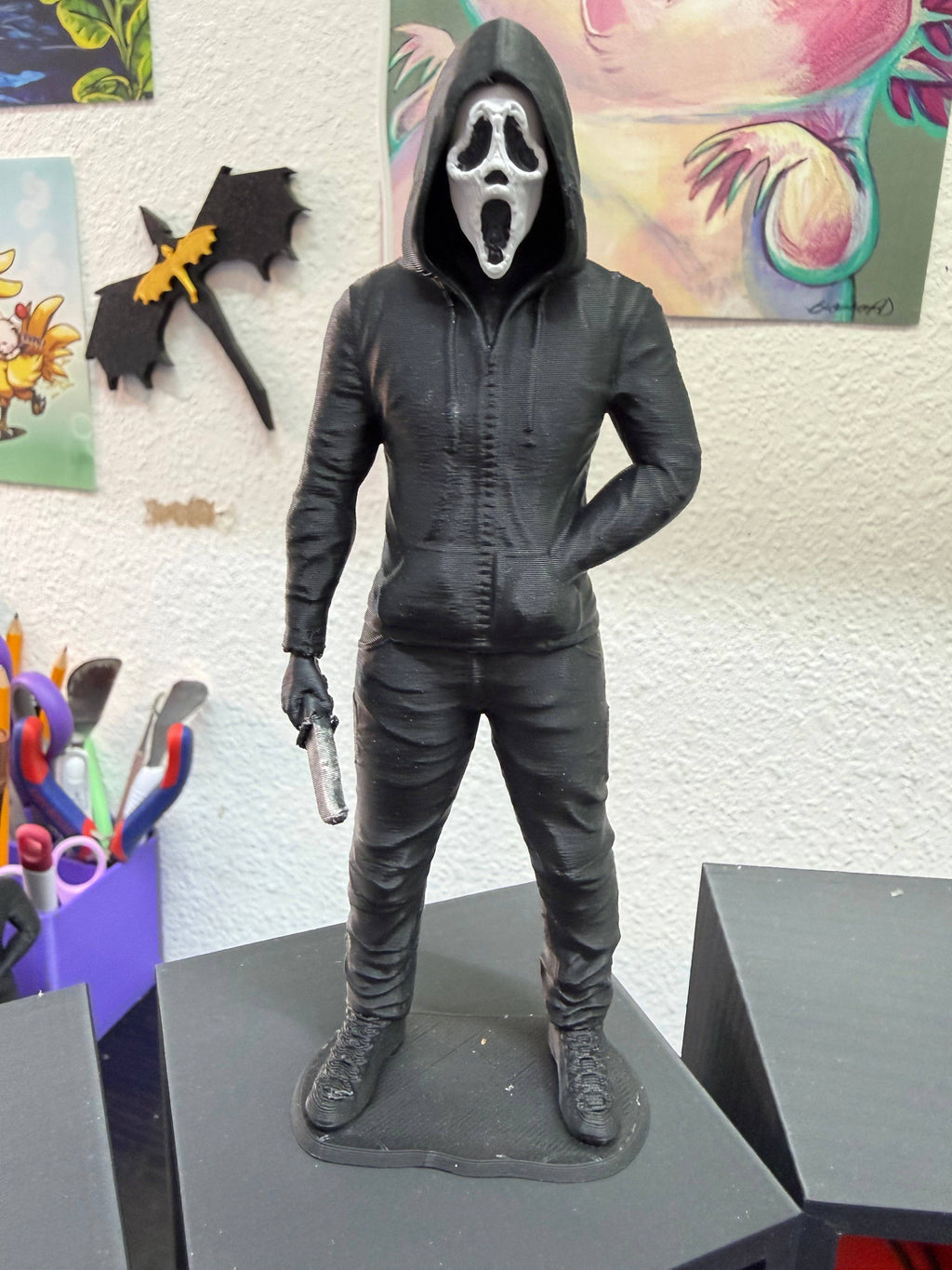 Hooded Masked Figures | Bookshelf Shelf Decor | Dark Romance: Blue Mask