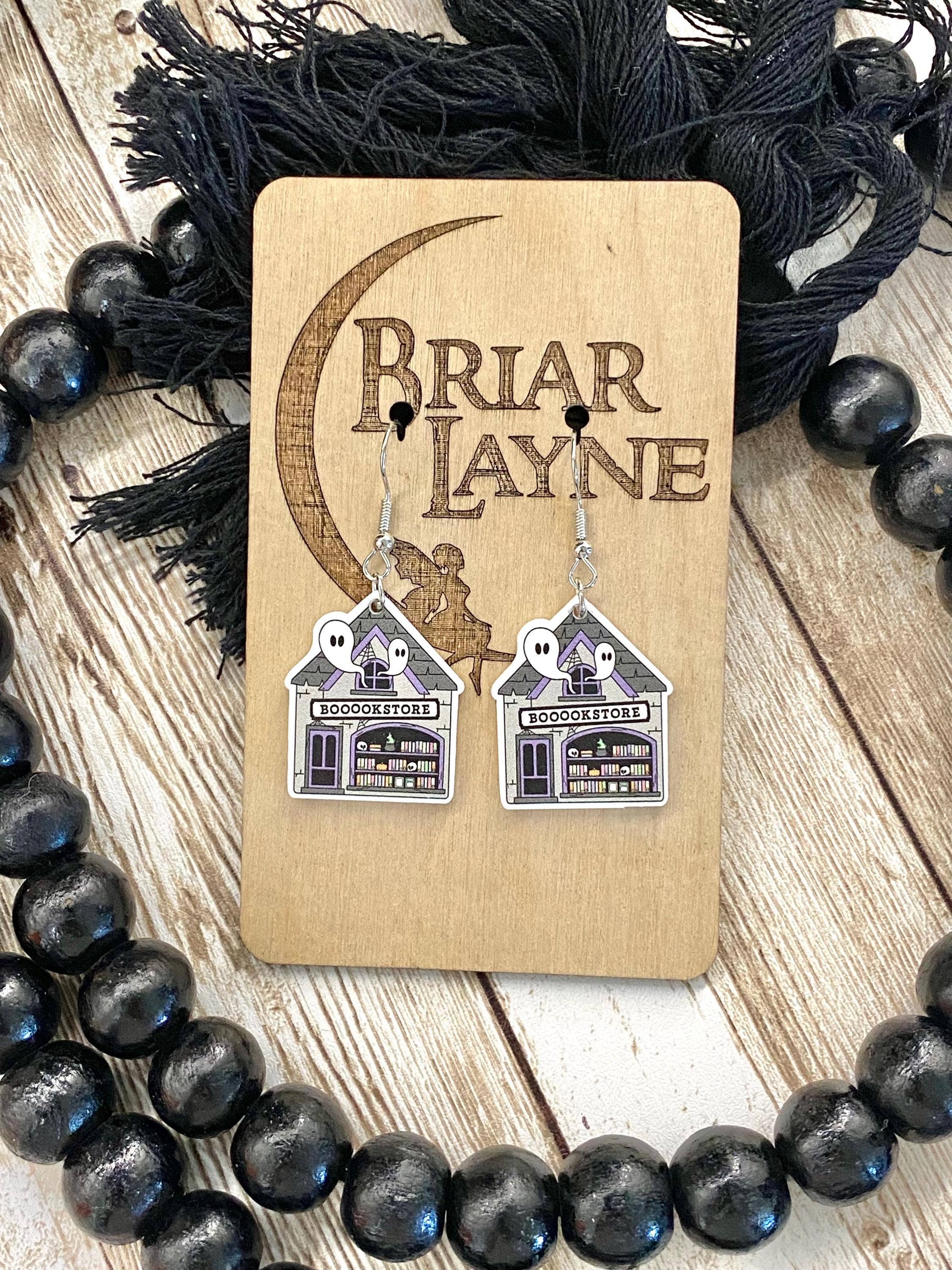 Ghost and Book Themed Halloween Earrings