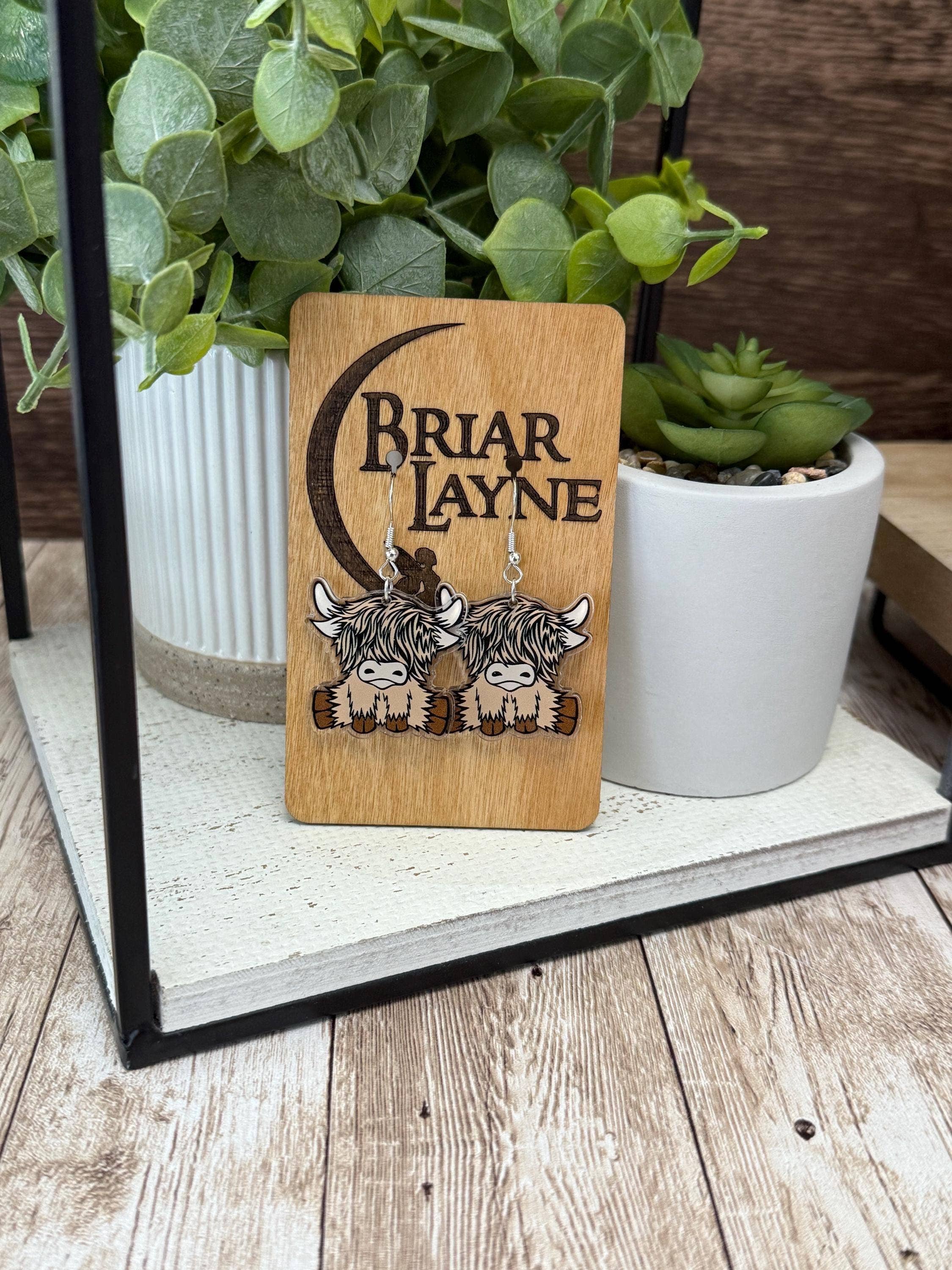 Highland Cow Acrylic Earrings Boho Jewelry Gifts #2