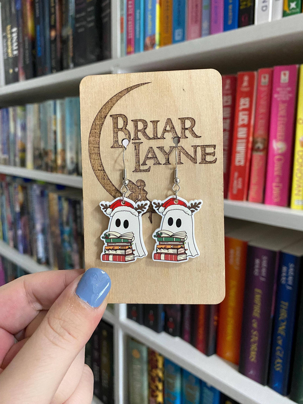 Christmas Ghost Book Reading Earrings