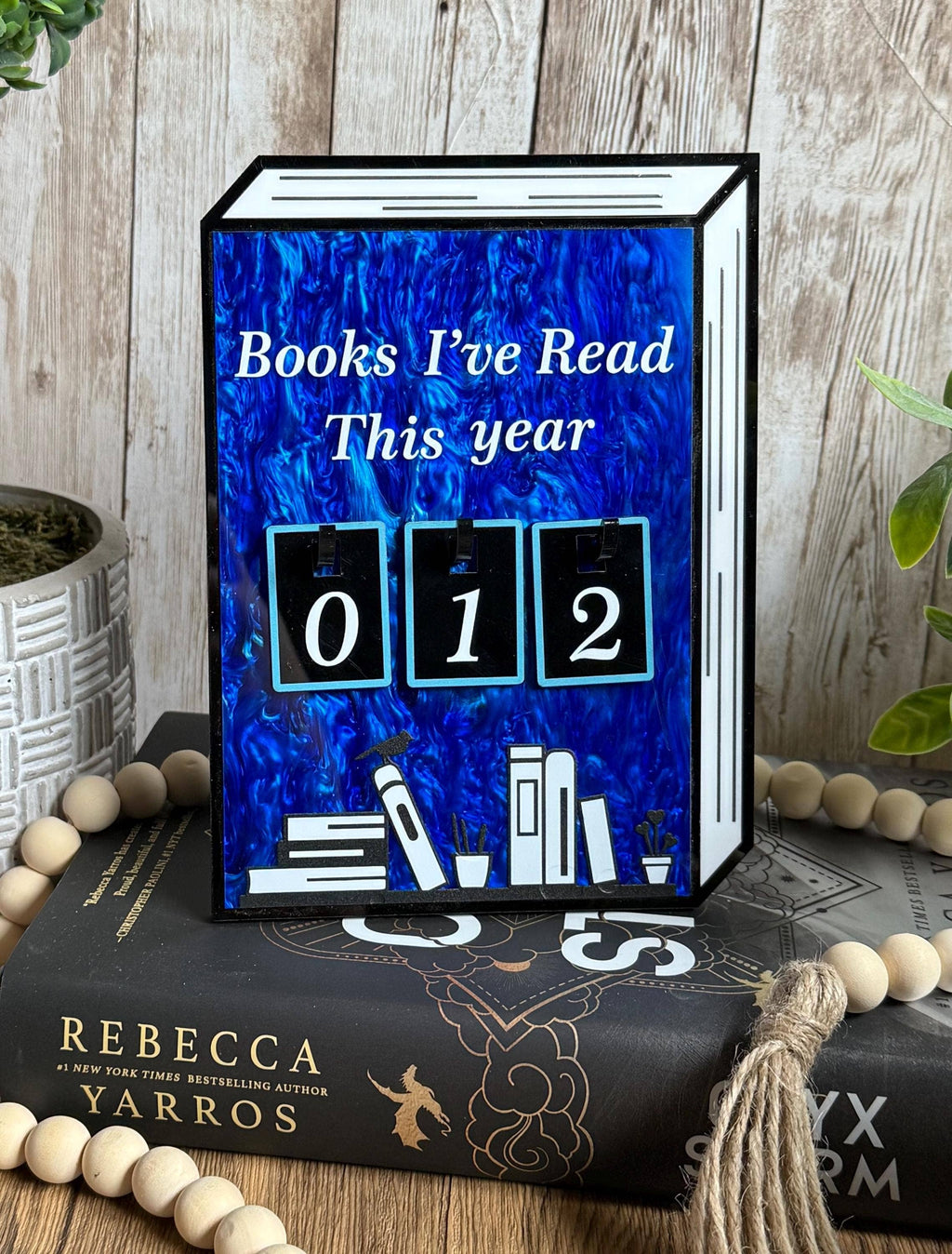 Acrylic Yearly Book Counter for Bookshelf Decor