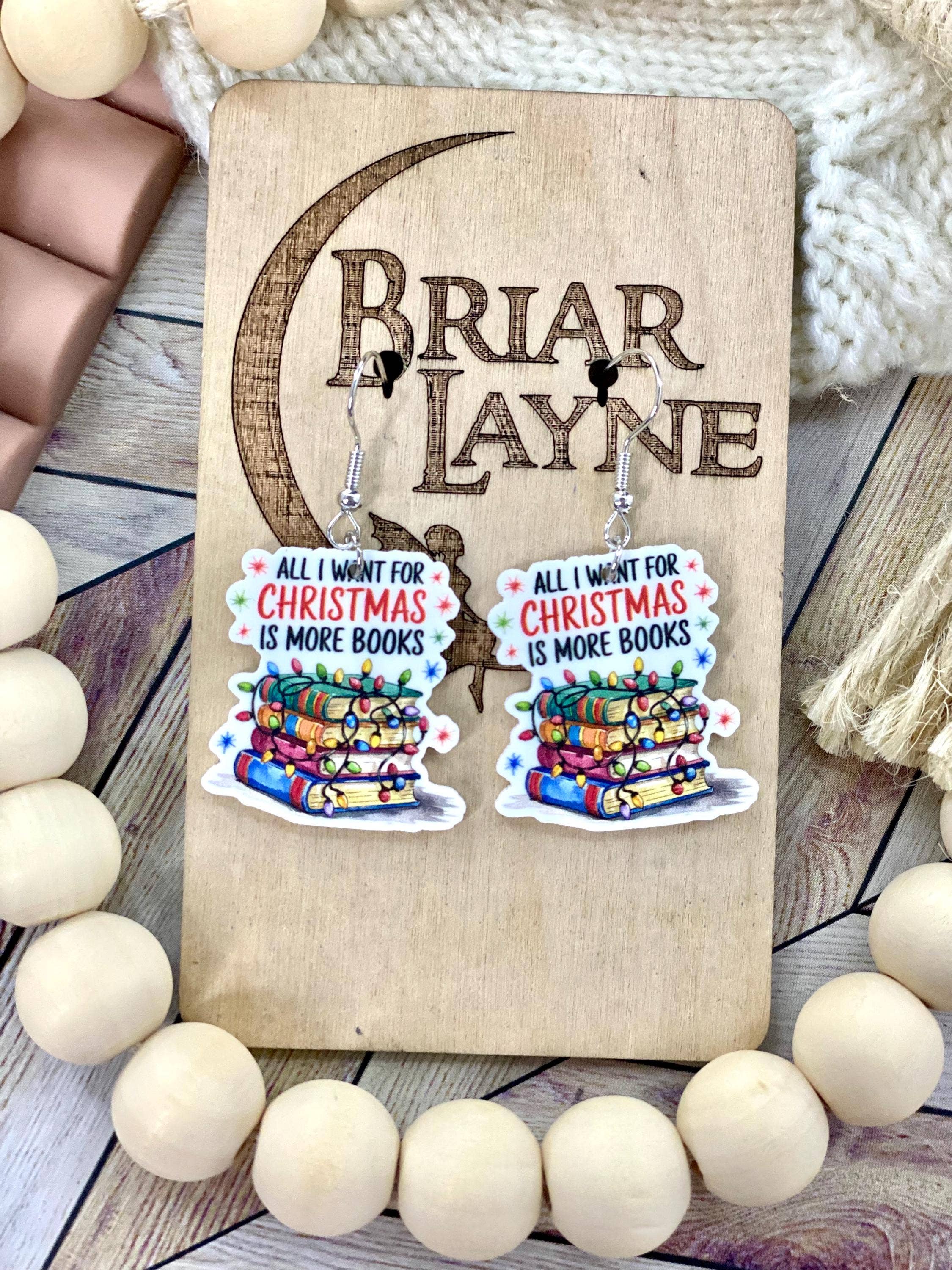 Christmas Book Lover Earrings