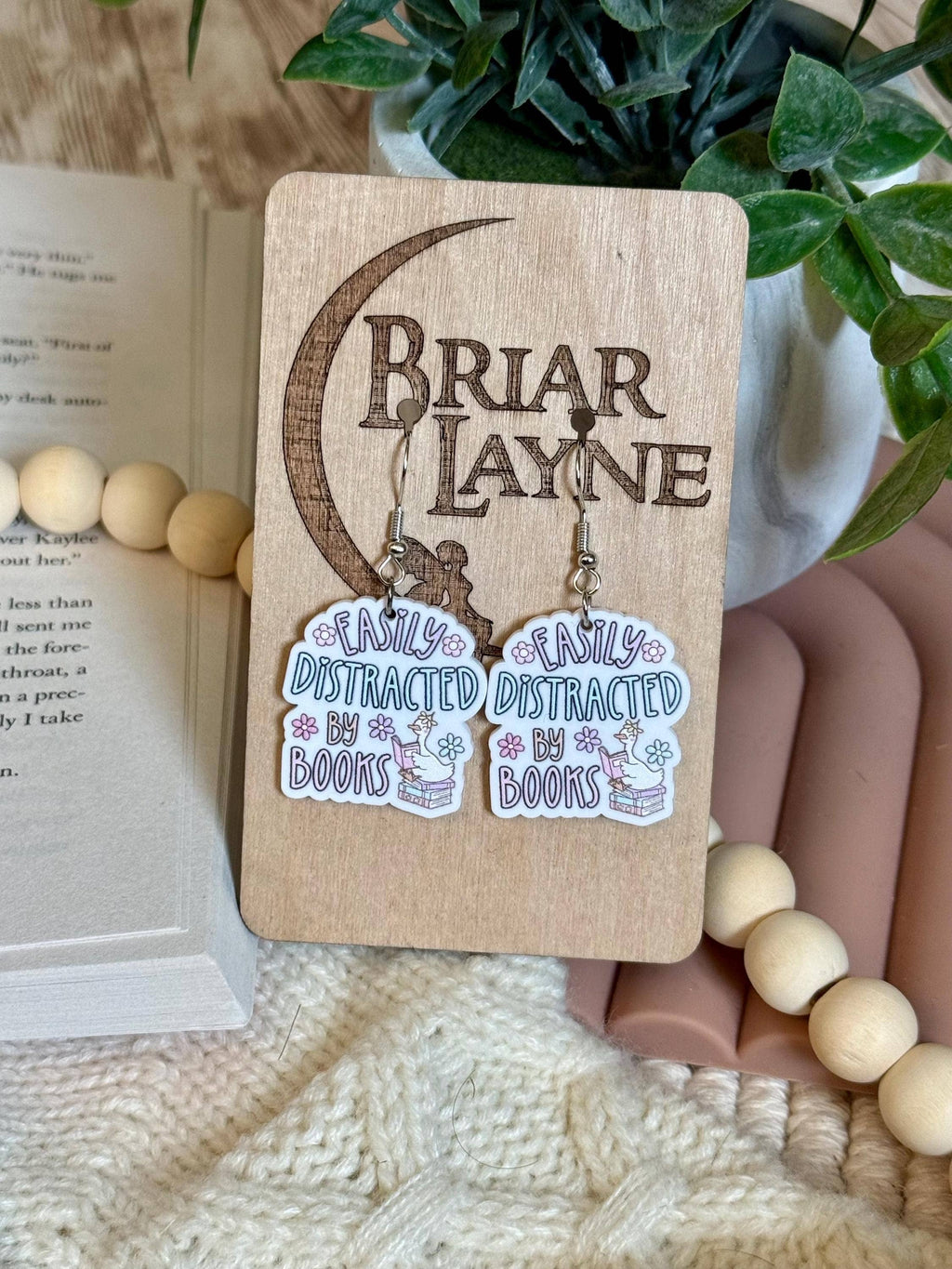 Easily Distracted By Books Themed Earrings
