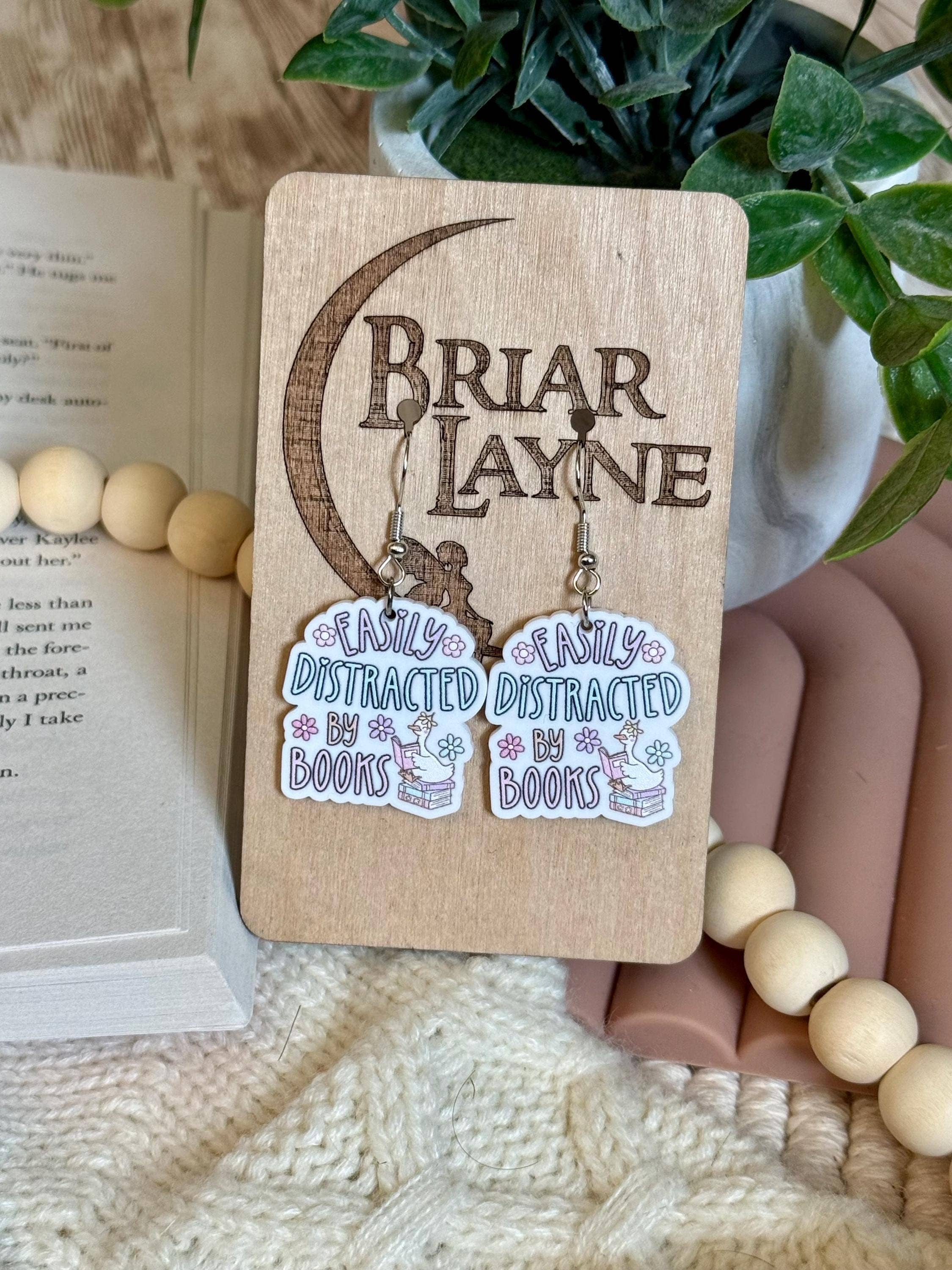 Easily Distracted By Books Themed Earrings