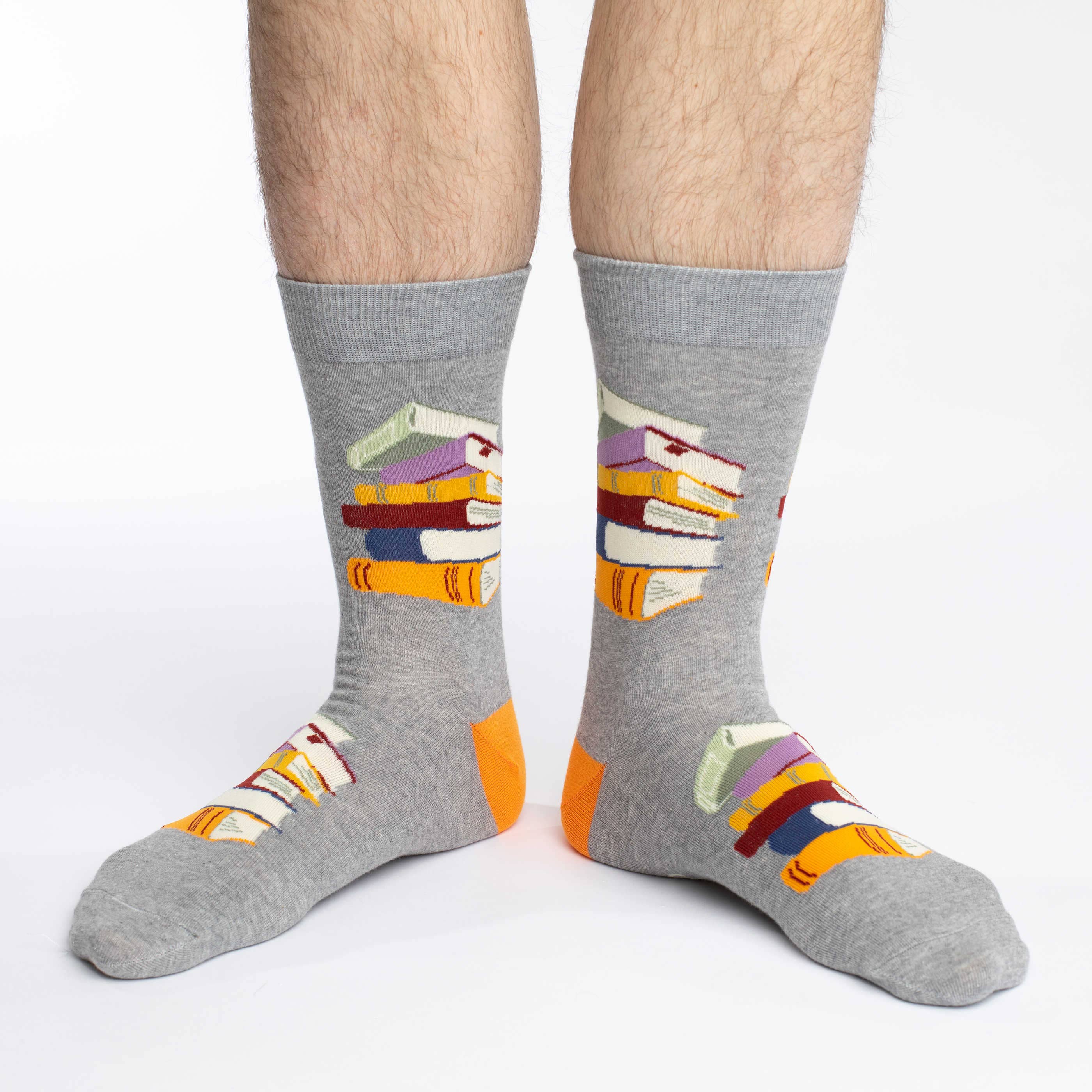 Stack of Books Socks: Shoe Size 7-12