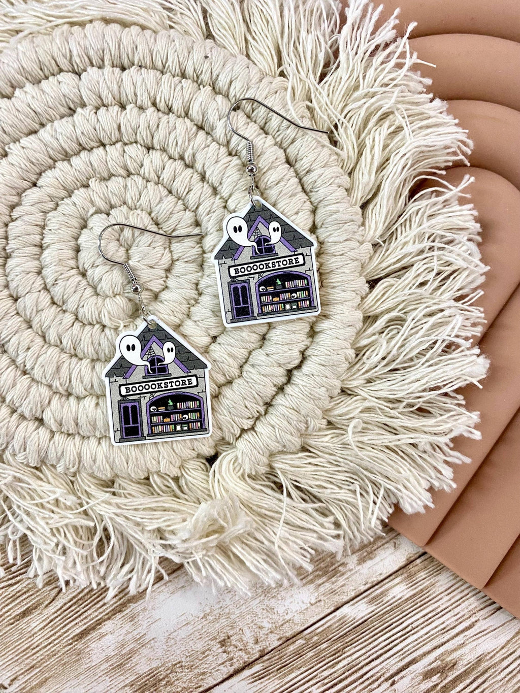 Ghost and Book Themed Halloween Earrings