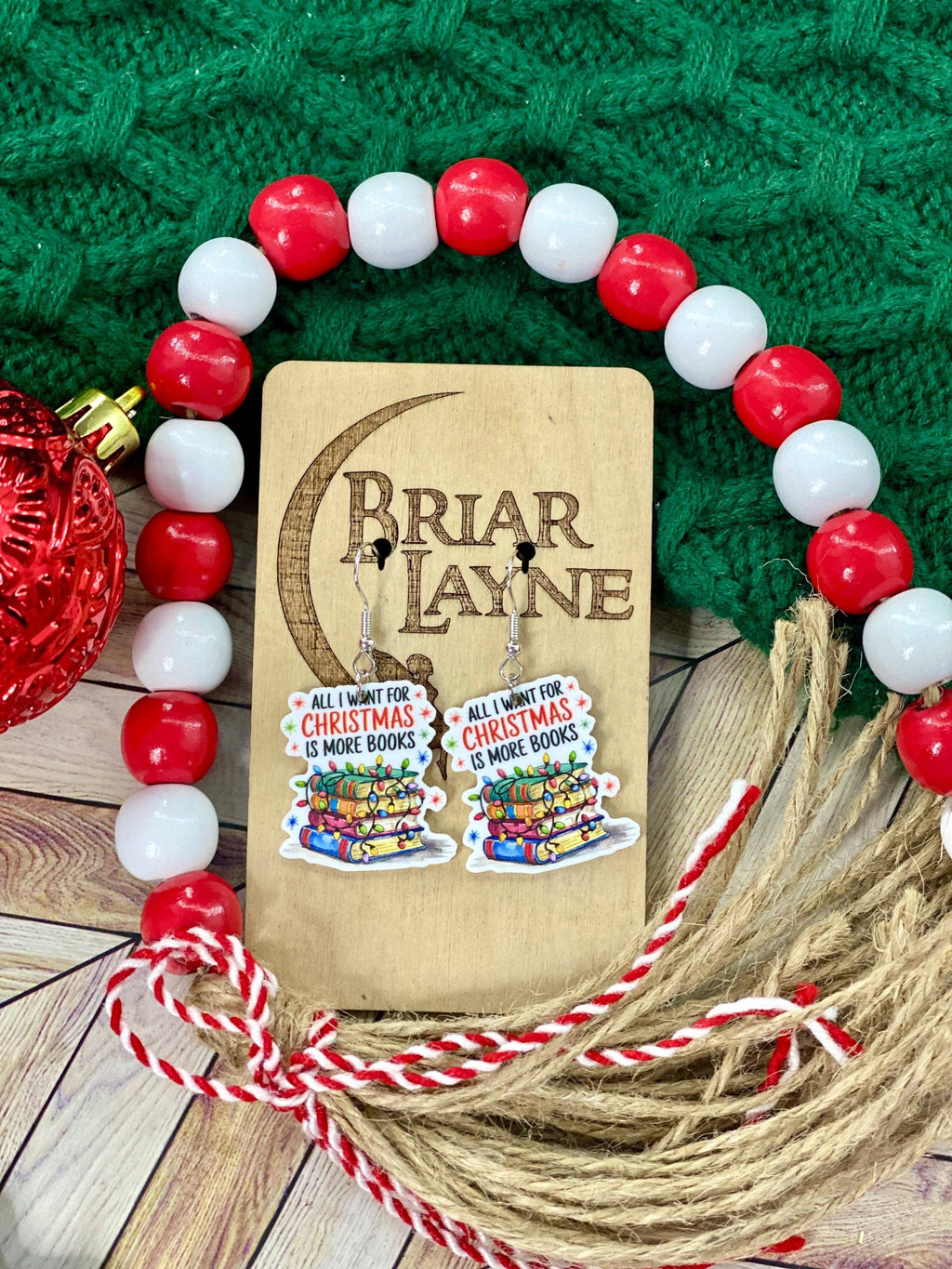 Christmas Book Lover Earrings