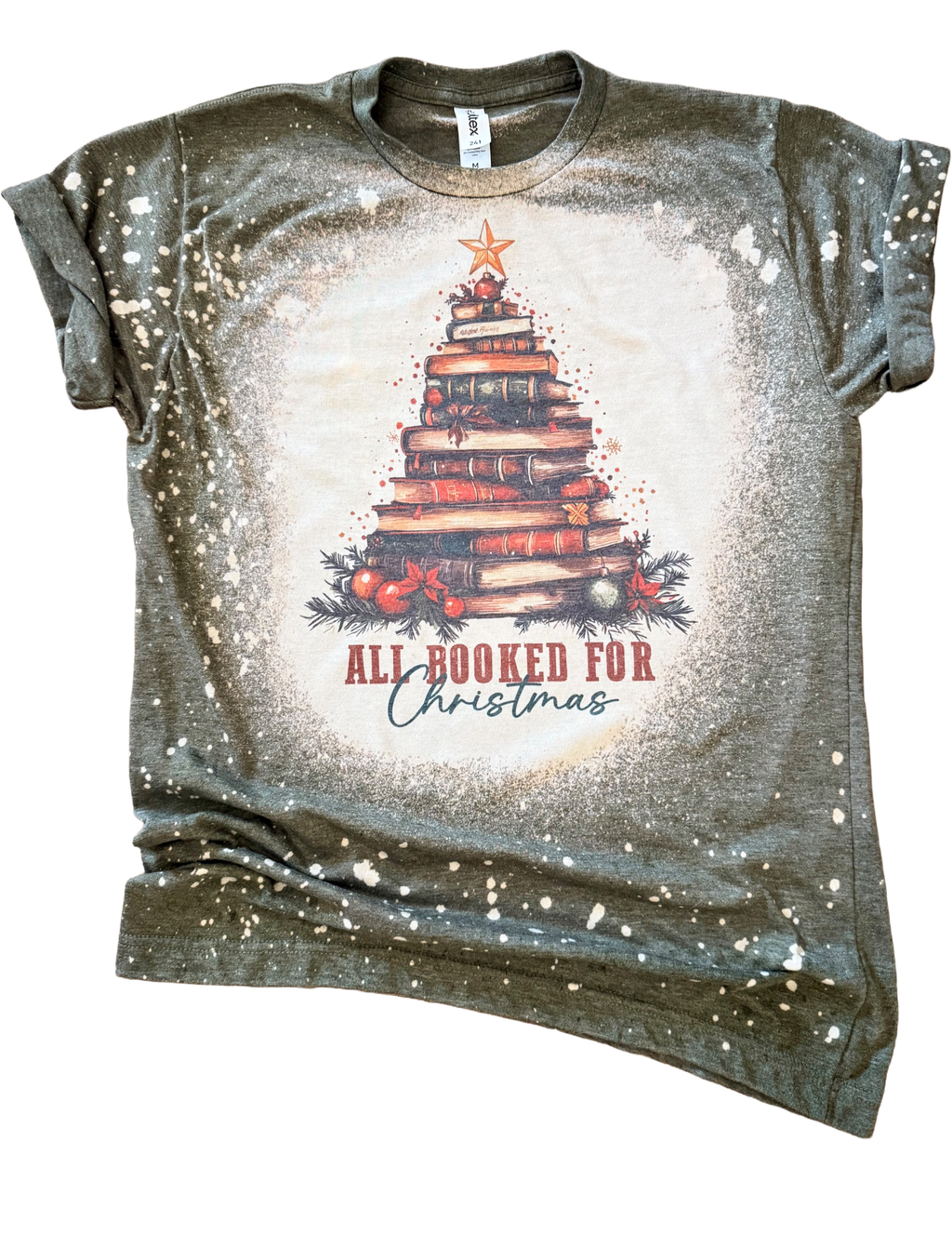 All Booked For Christmas Bleached Tee shirt : XL
