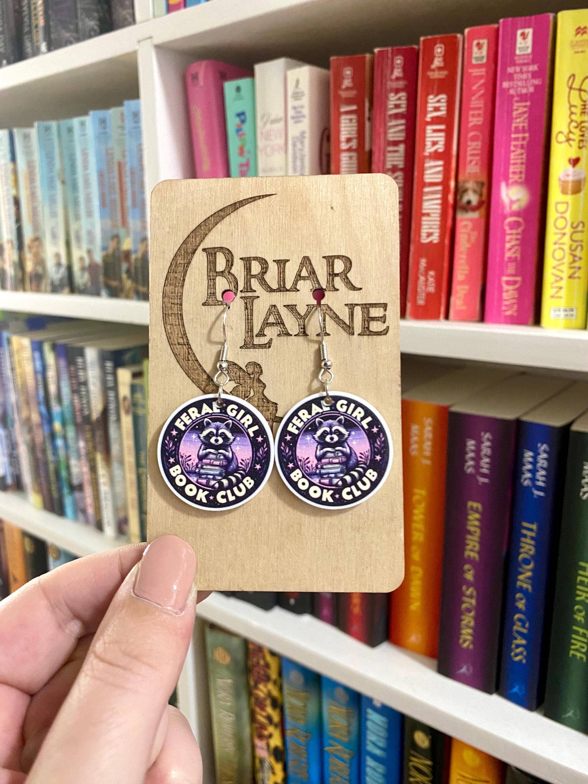 Raccoon Book Club Reading Earrings