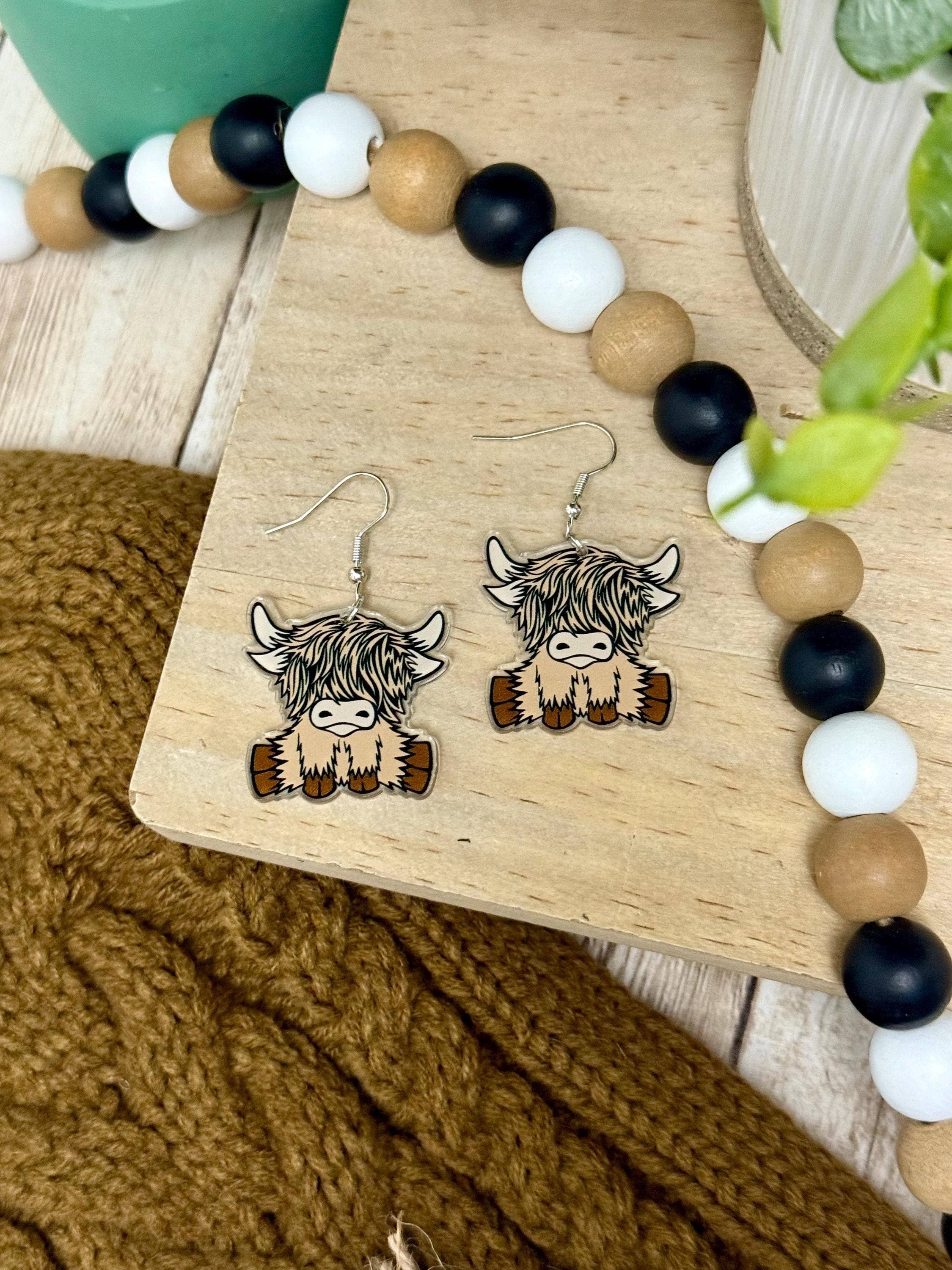 Highland Cow Acrylic Earrings Boho Jewelry Gifts #2