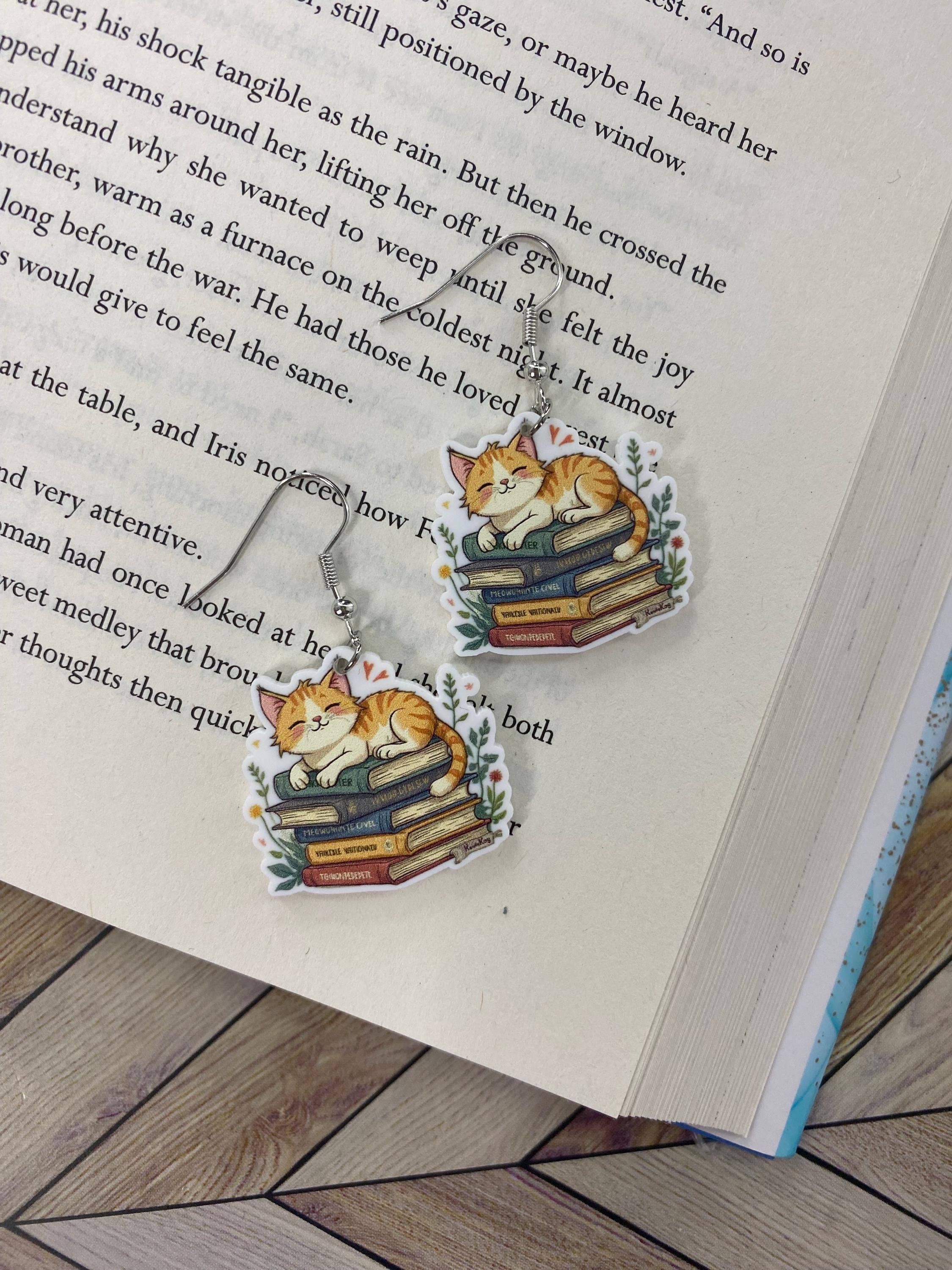 Cat & Book Lovers Themed Earrings Collection
