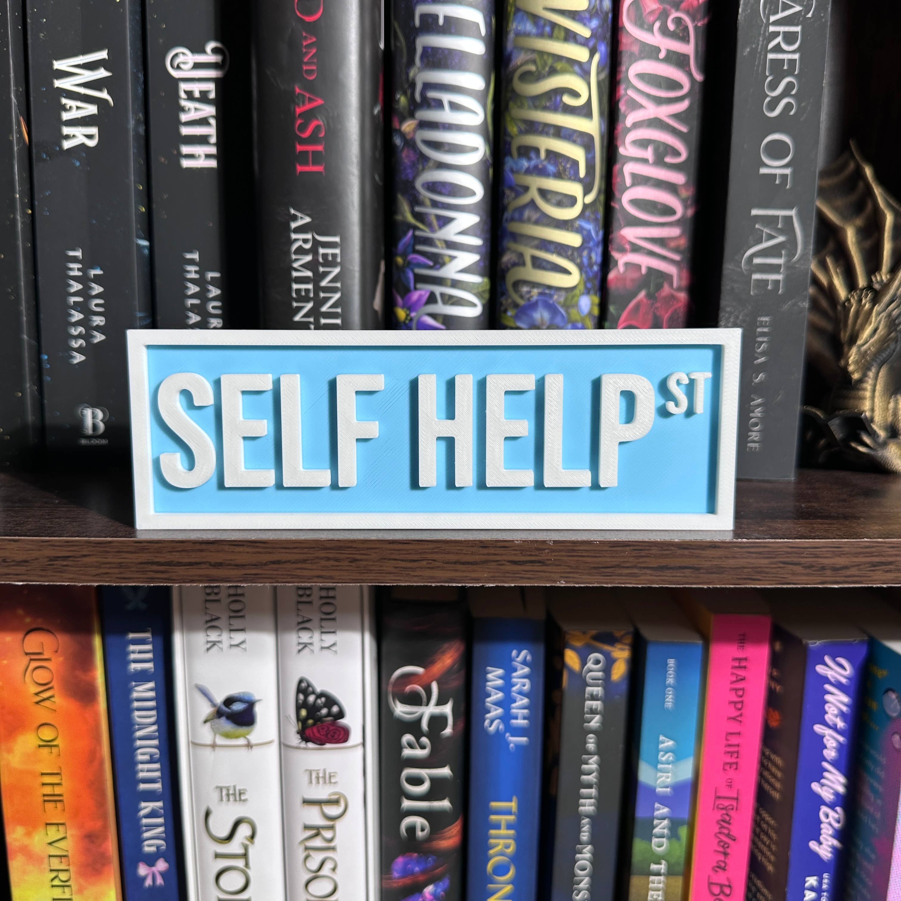 Self Help Street Sign | Bookshelf Decor: Sky Blue