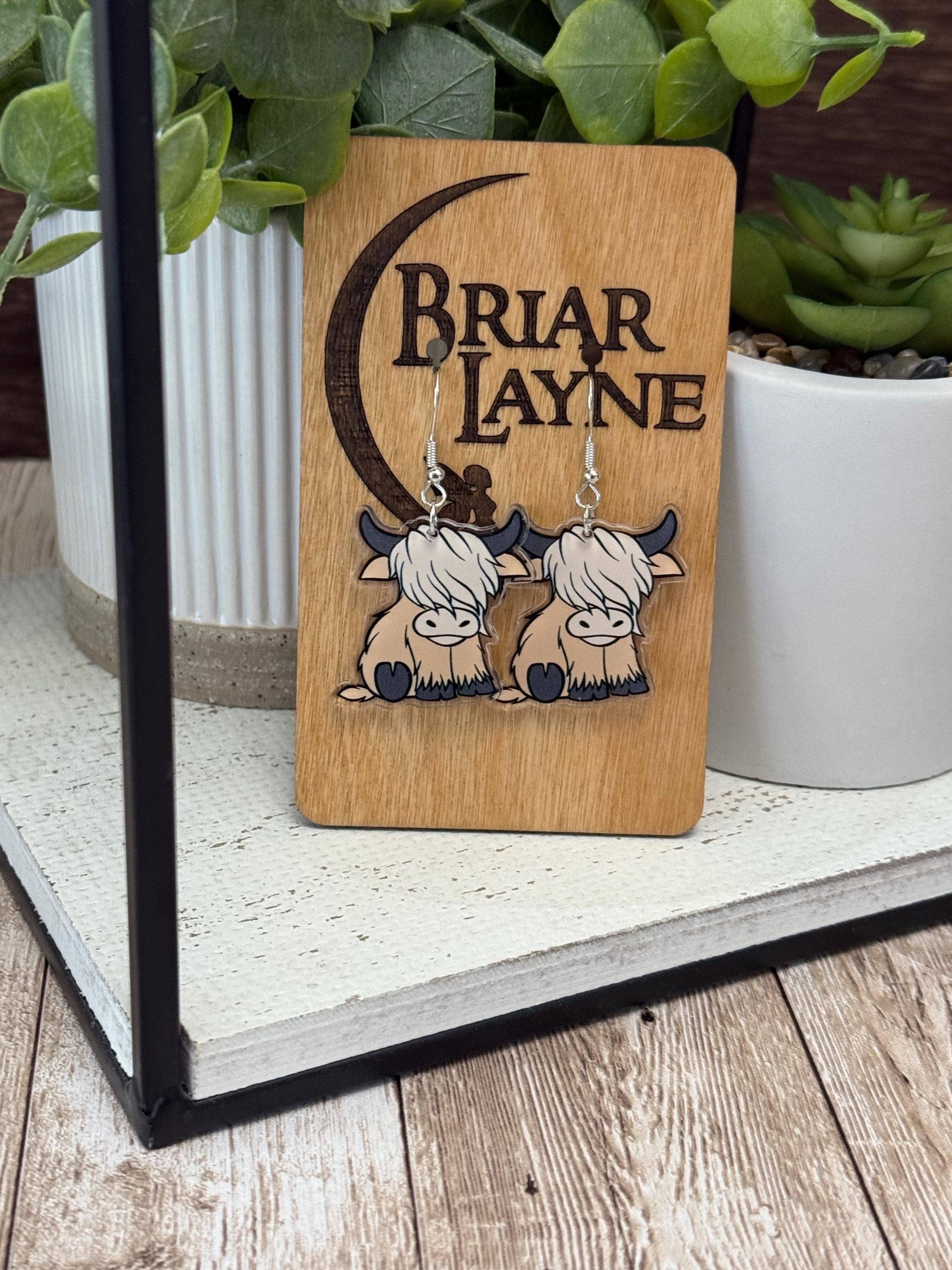 Highland Cow Acrylic Earrings Boho Jewelry Gifts