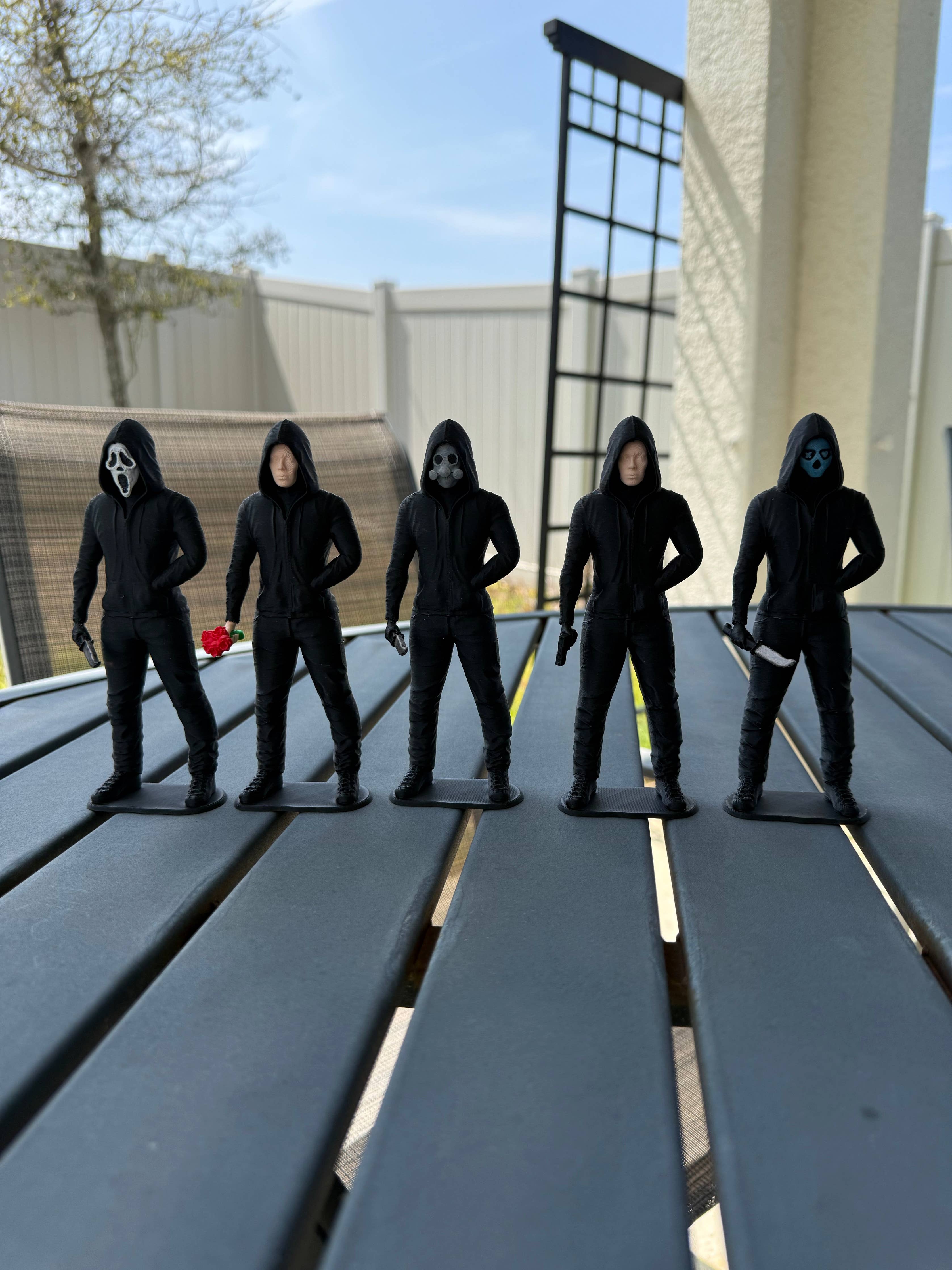 Hooded Masked Figures | Bookshelf Shelf Decor | Dark Romance: Blue Mask