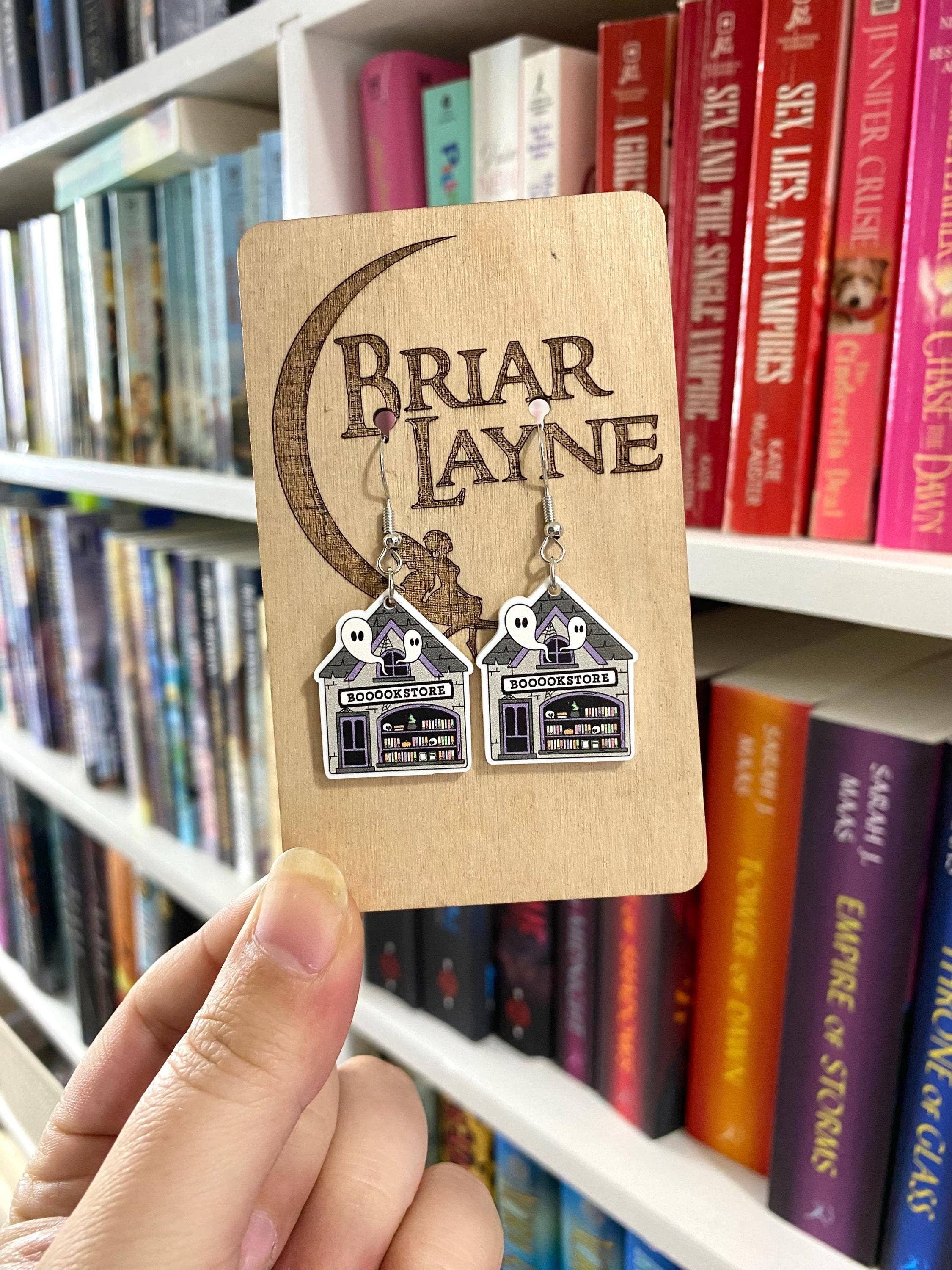 Ghost and Book Themed Halloween Earrings