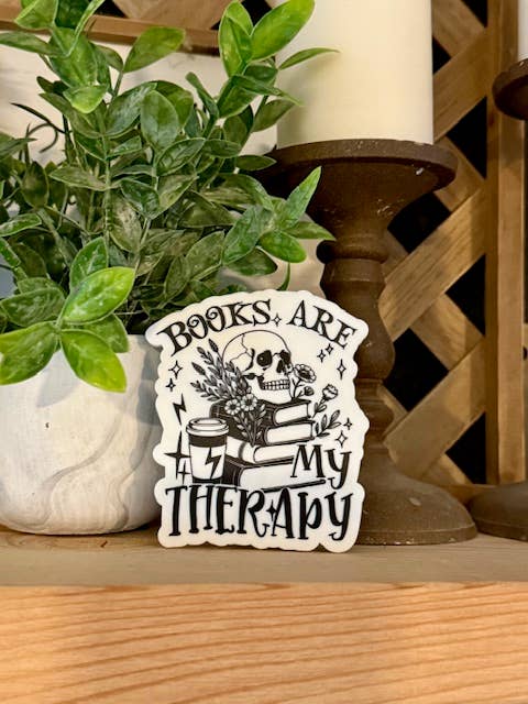 Books Are My Therapy Bookish Shelf Sitter Decor