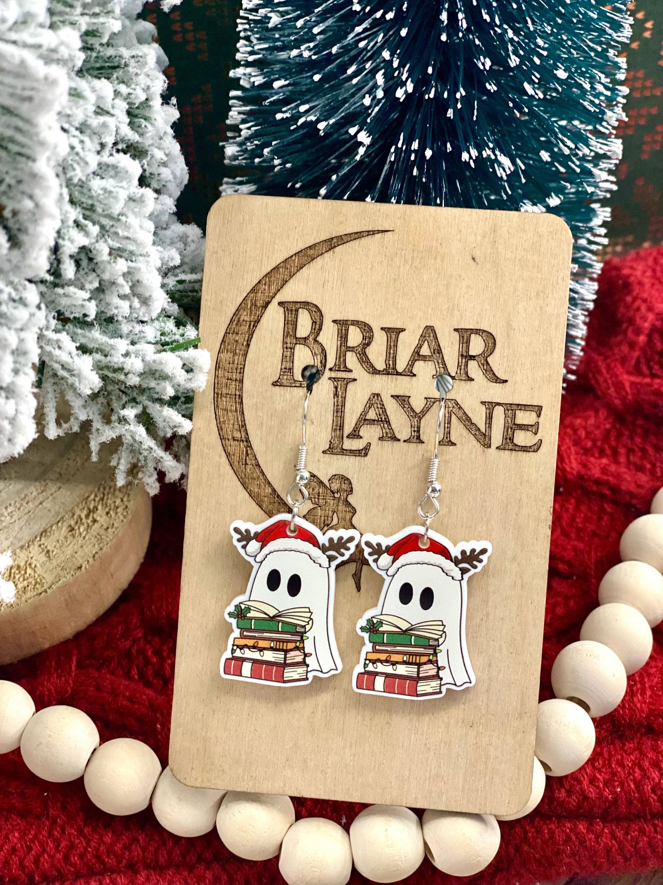 Christmas Ghost Book Reading Earrings