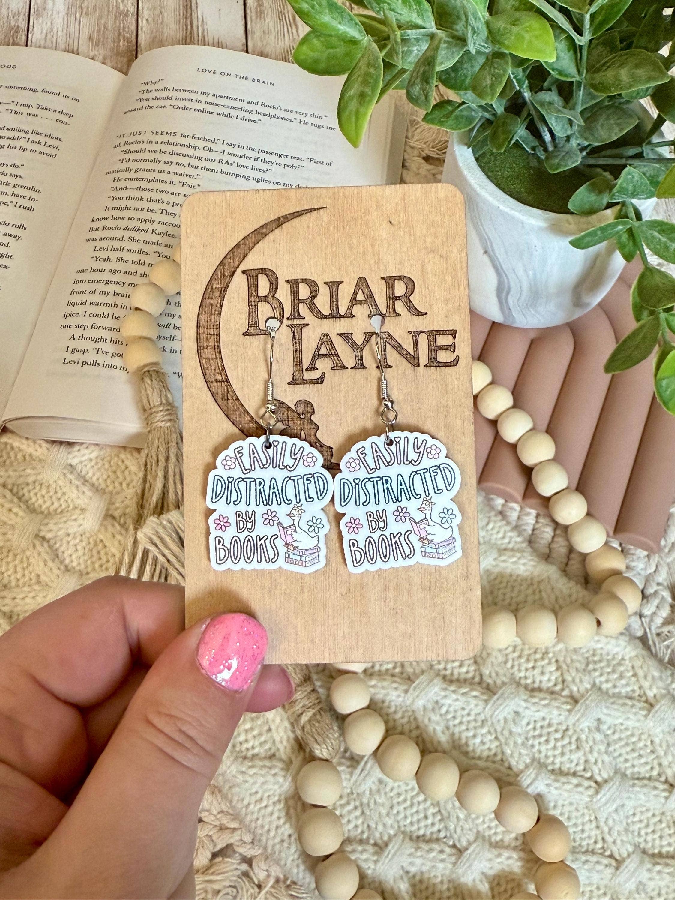 Easily Distracted By Books Themed Earrings