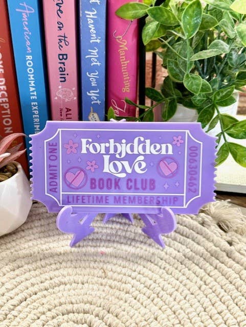 Forbidden Love Bookish Shelf Sitter and Decor Reading Ticket
