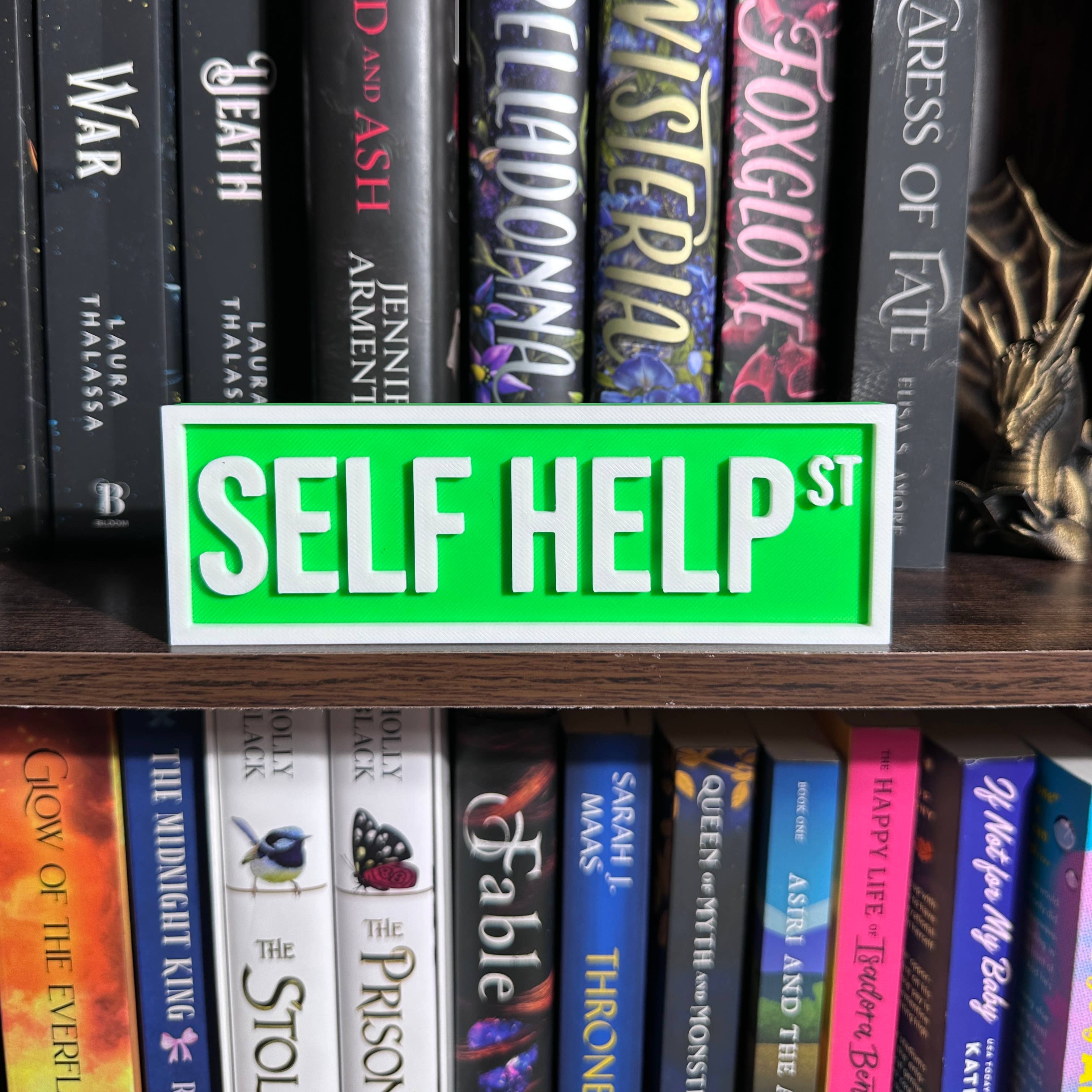 Self Help Street Sign | Bookshelf Decor: Sky Blue
