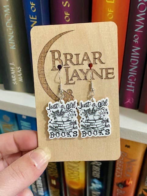 Just A Girl Who Loves Books Dragon Book Earrings