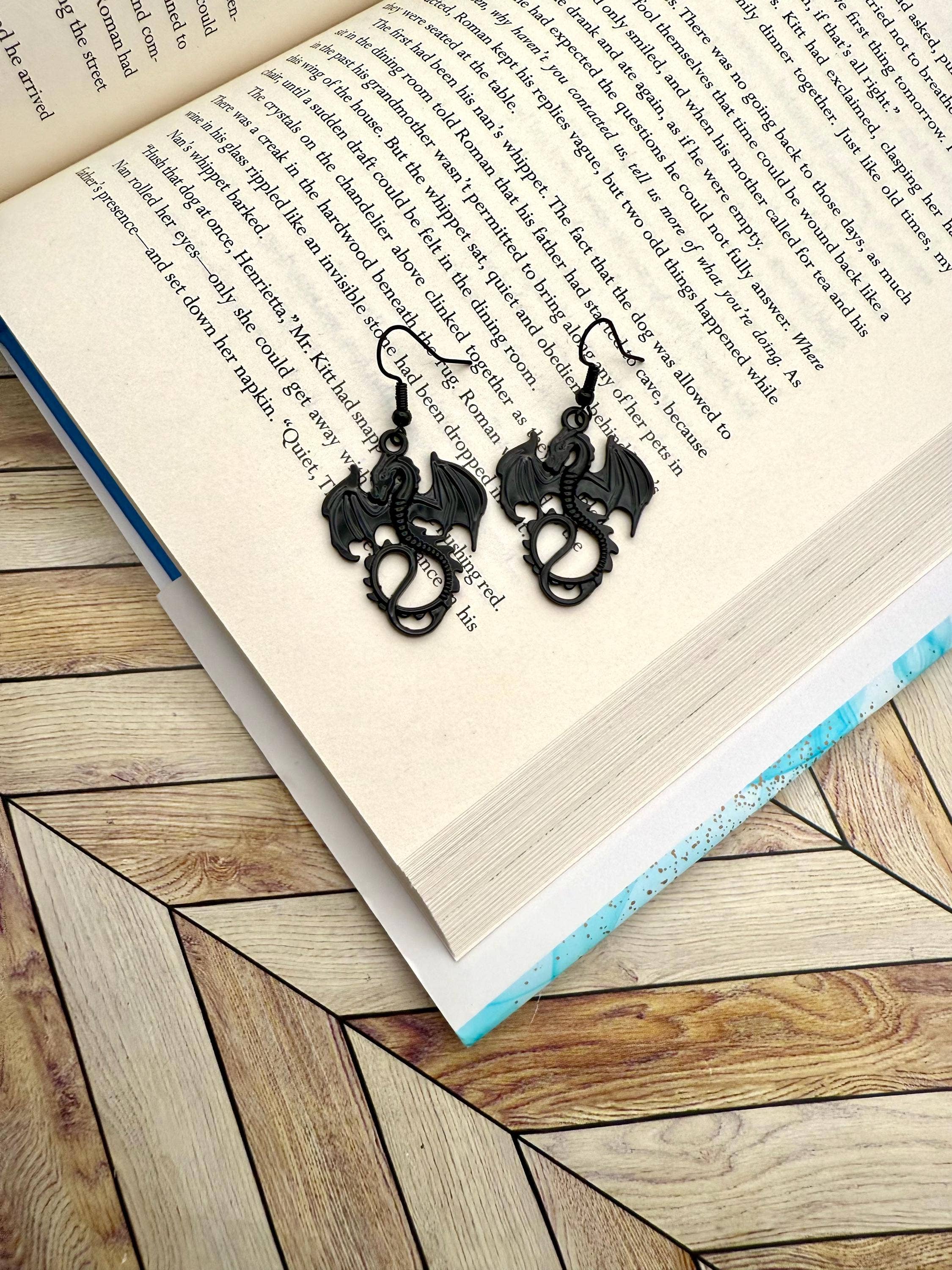 Dragon & Book Fantasy Reading Earrings and Gifts