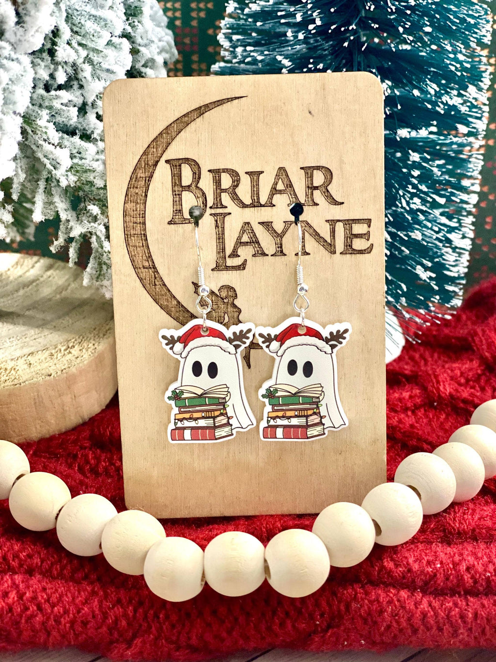 Christmas Ghost Book Reading Earrings