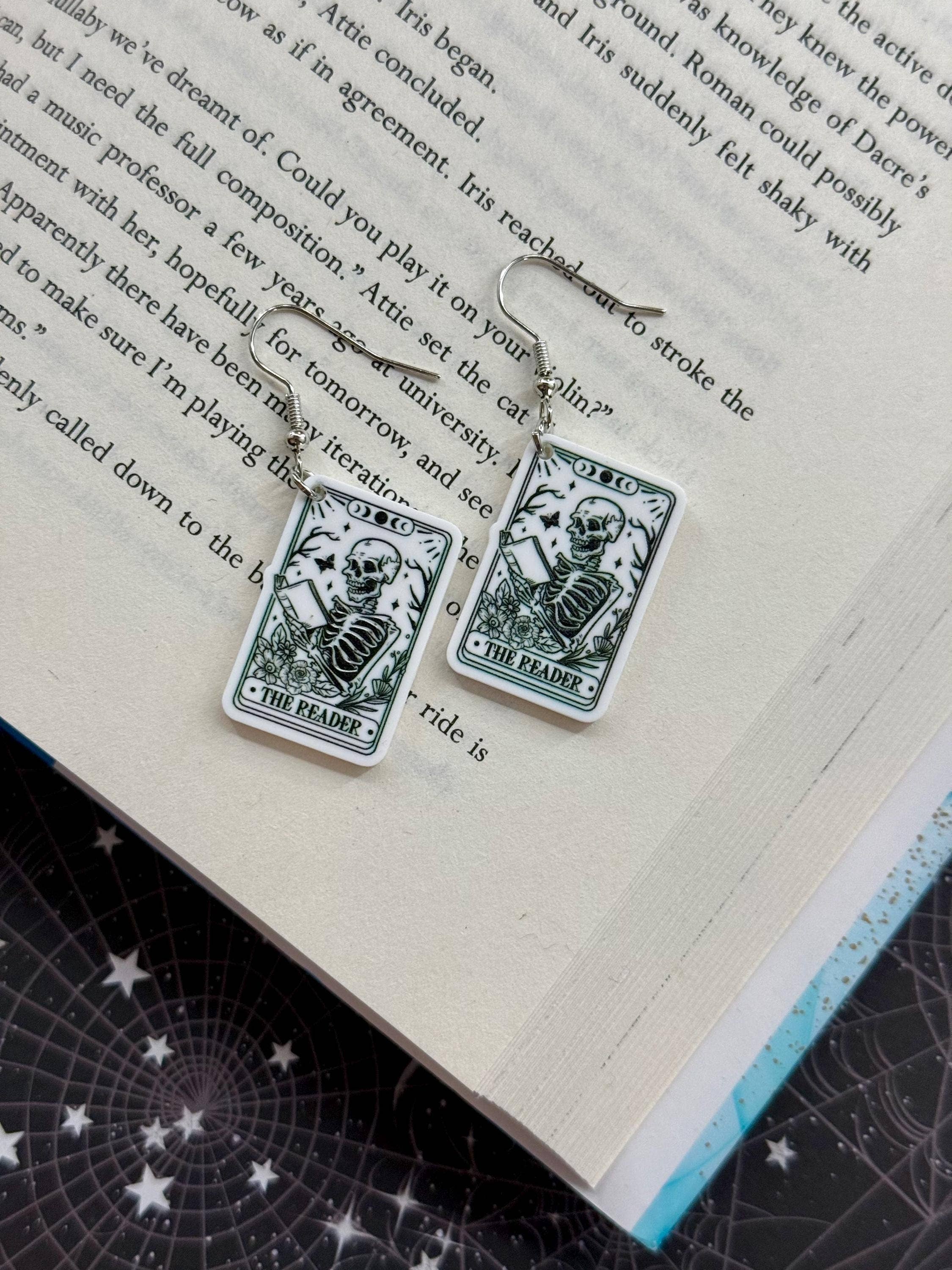 Skeleton, Tarot Card, Dark Romane & Witch Earrings