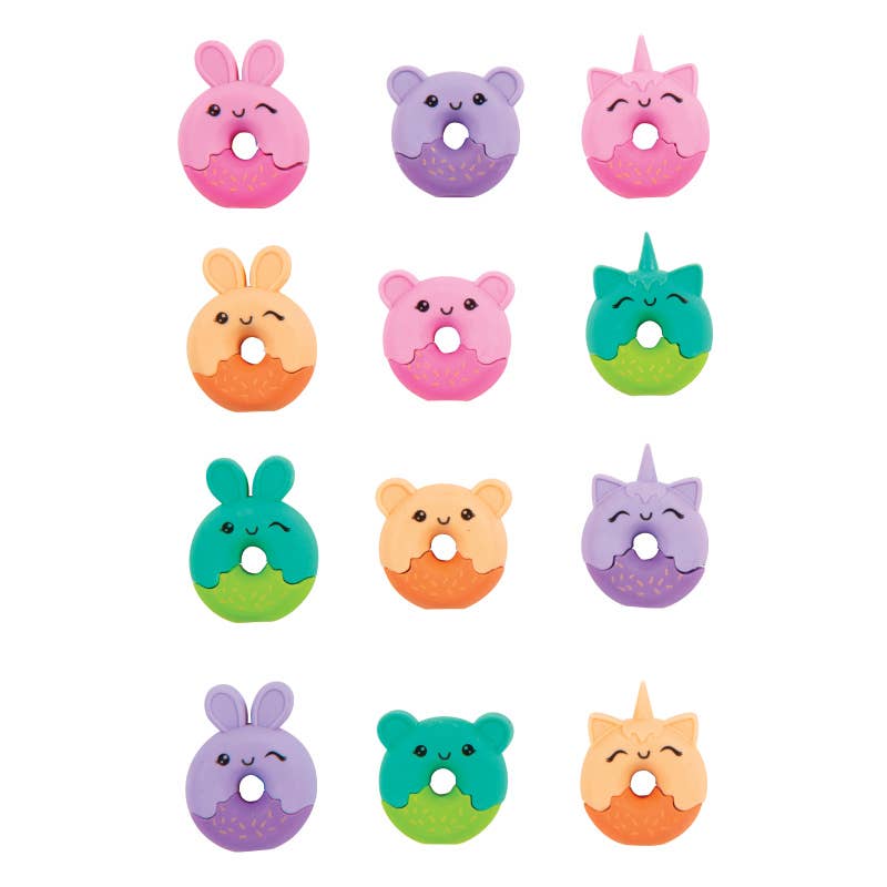 DONUT ANIMAL ERASER PENCIL TOPPER 48/BAG