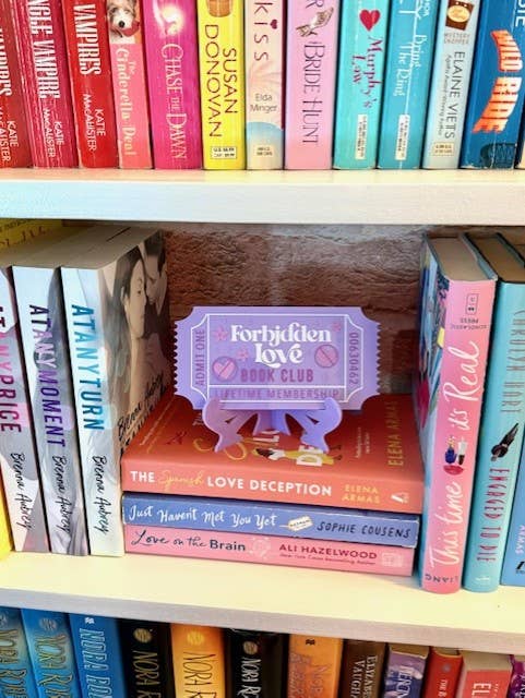 Forbidden Love Bookish Shelf Sitter and Decor Reading Ticket