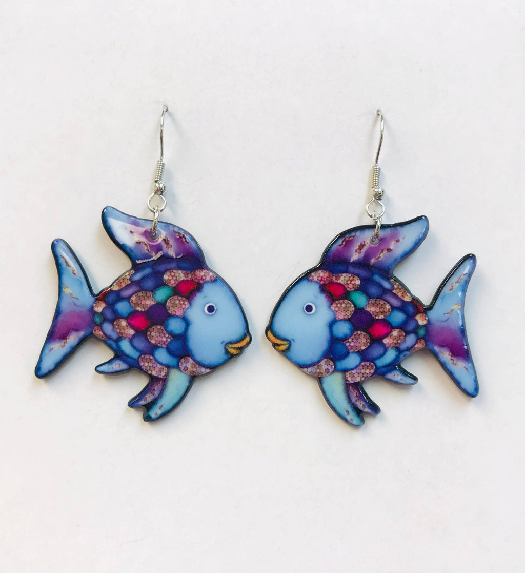 Acrylic Earrings, Tropical Fish Earrings, Happy Fish: RAINBOW FISH