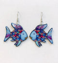 Acrylic Earrings, Tropical Fish Earrings, Happy Fish: RAINBOW FISH