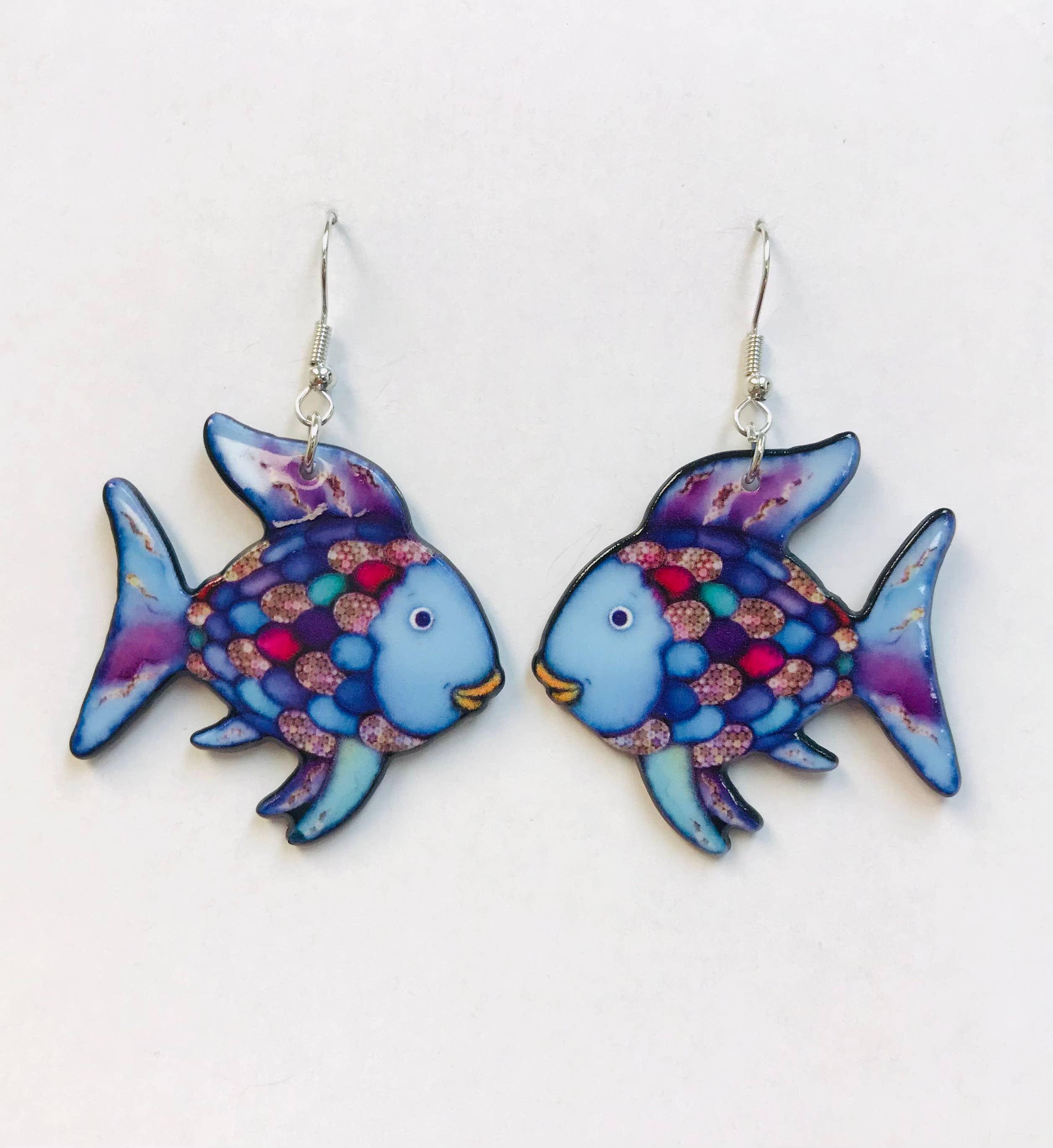 Acrylic Earrings, Tropical Fish Earrings, Happy Fish: RAINBOW FISH