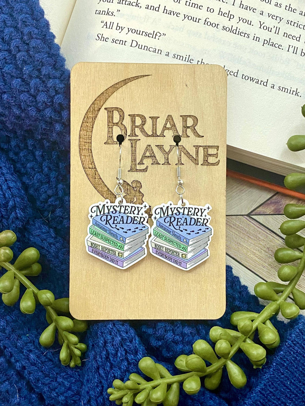 Mystery Reader Book Library Themed Earrings