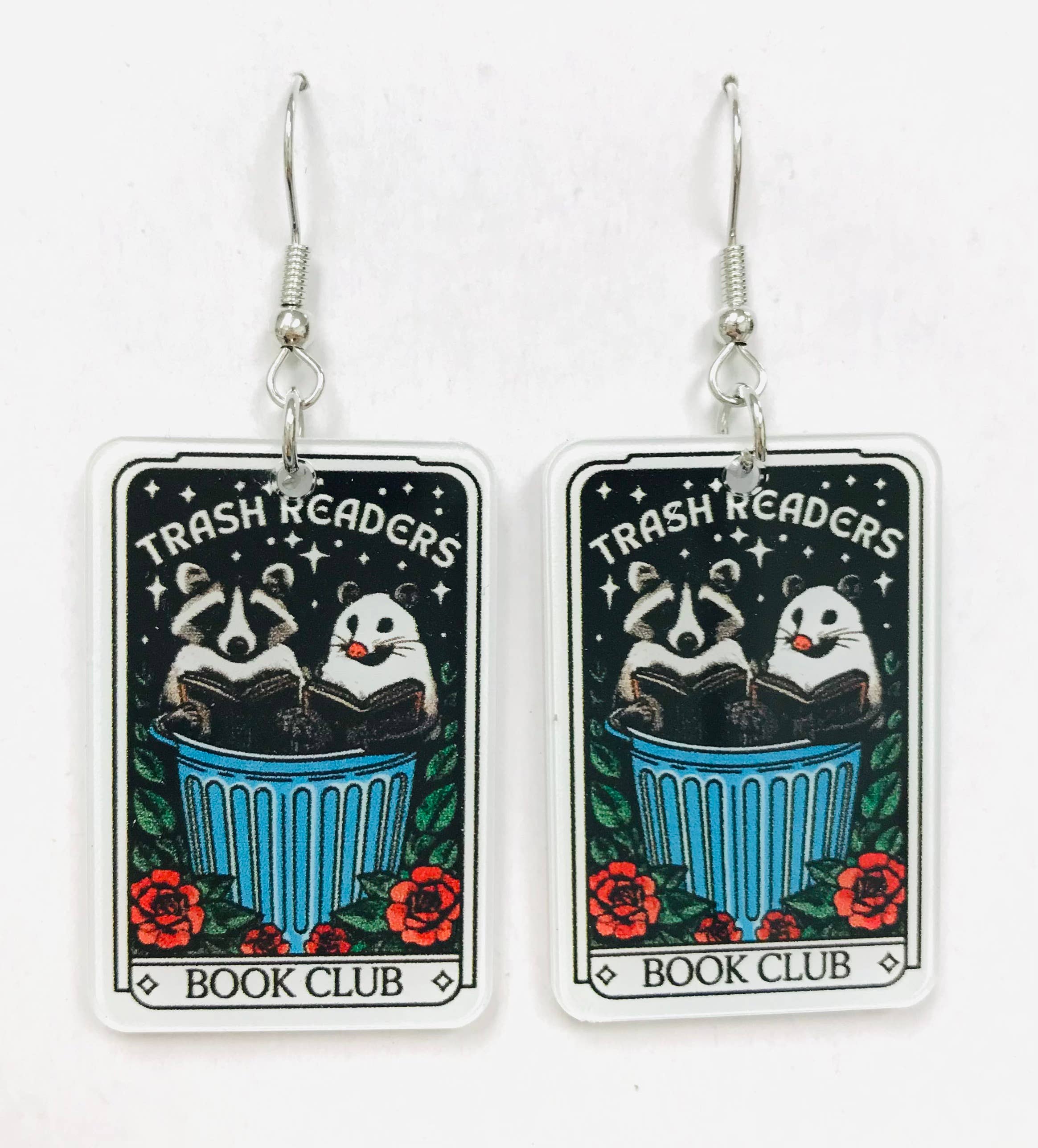 Acrylic Trash Readers Book Club Earrings