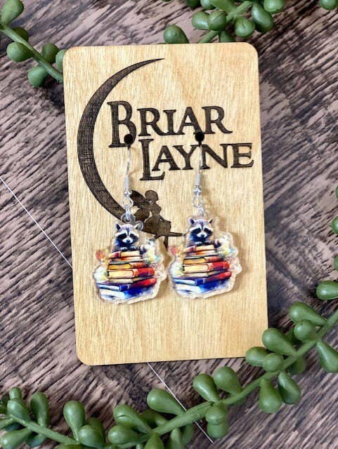 Raccoon Reading Book Earrings - Trash Panda Jewelry Gifts