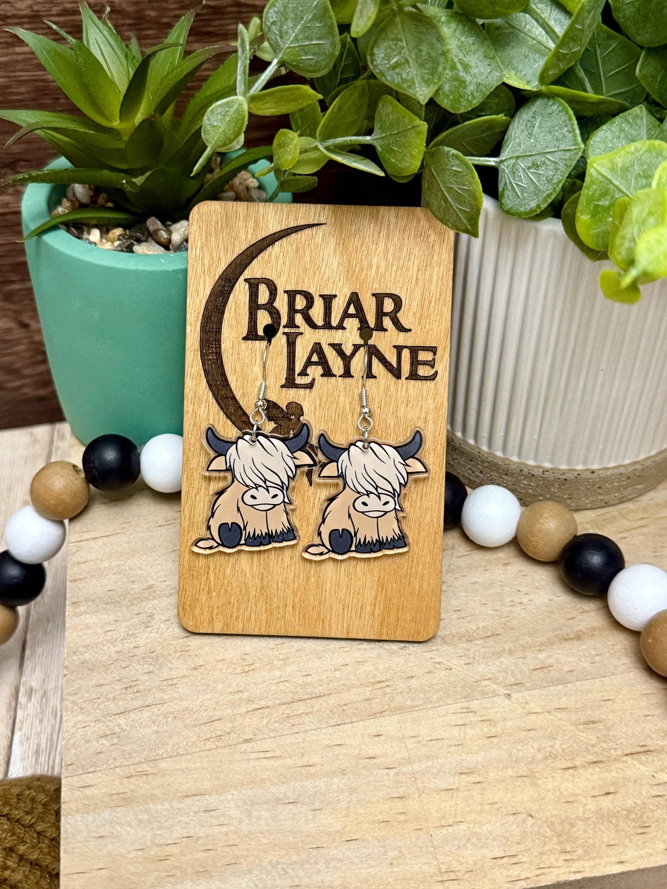 Highland Cow Acrylic Earrings Boho Jewelry Gifts