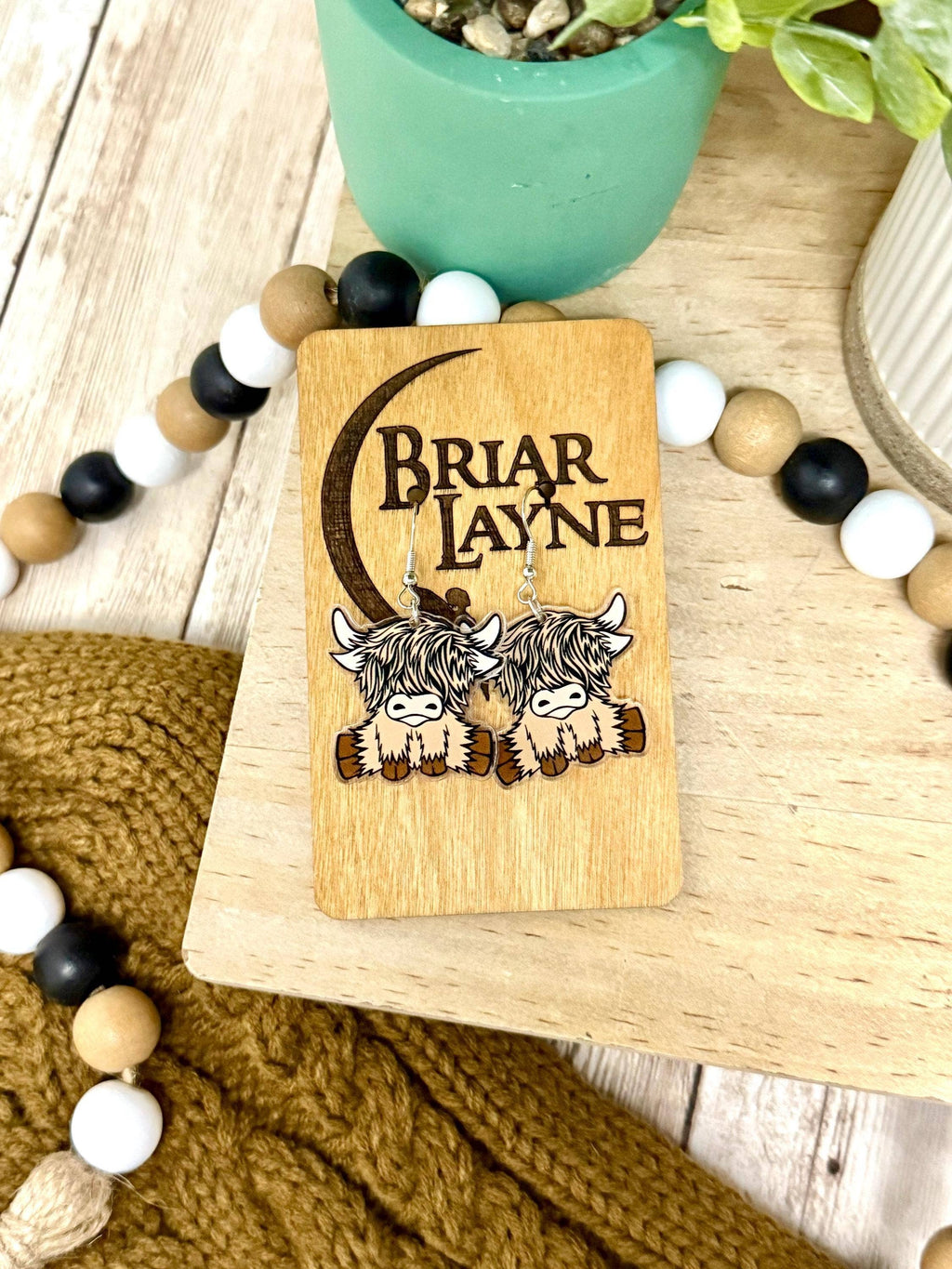 Highland Cow Acrylic Earrings Boho Jewelry Gifts #2
