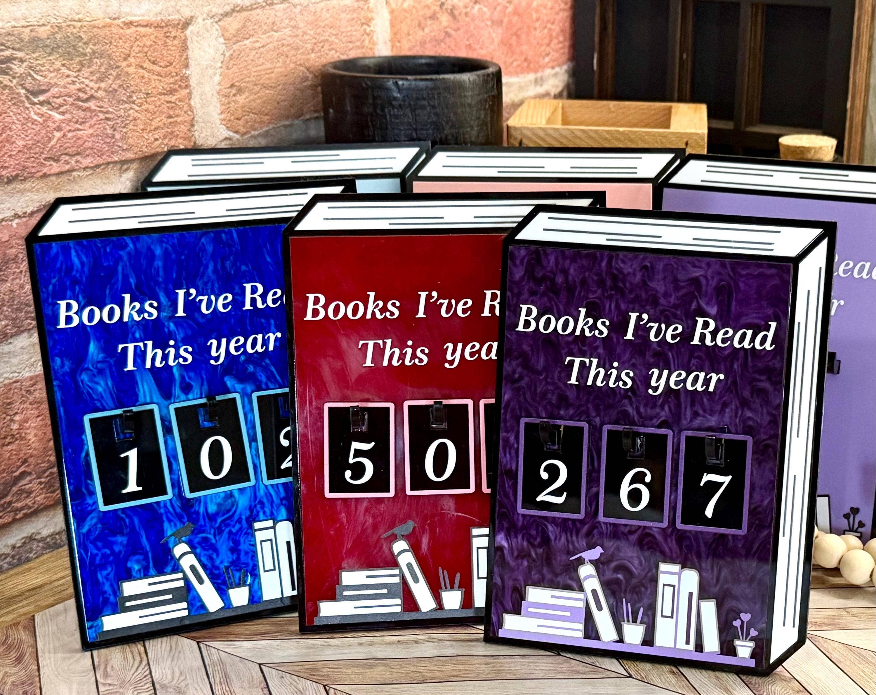 Acrylic Yearly Book Counter for Bookshelf Decor