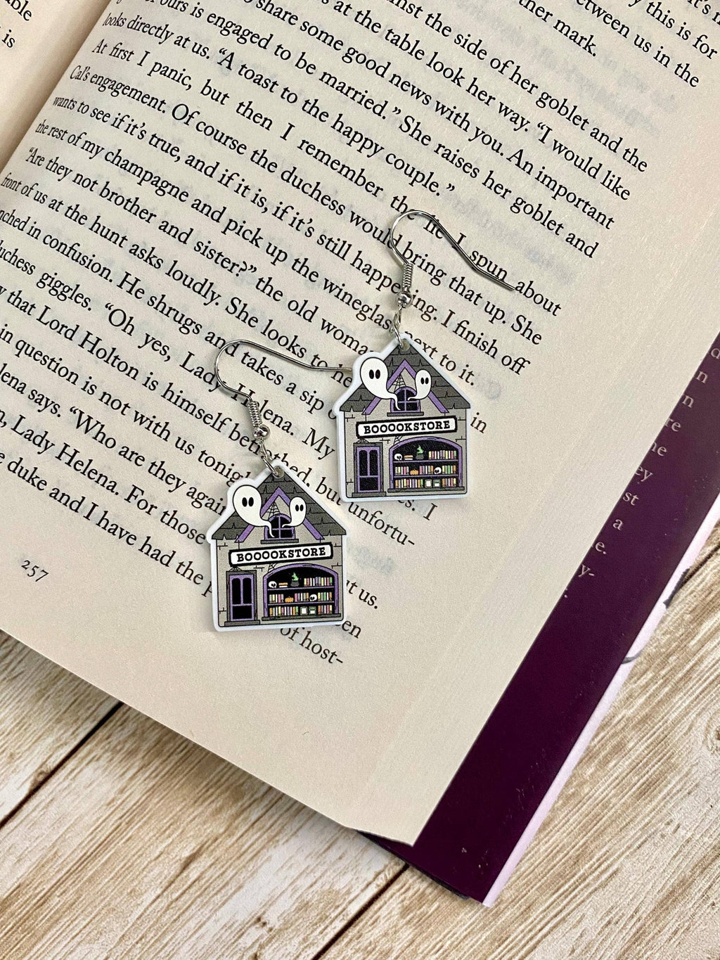 Ghost and Book Themed Halloween Earrings