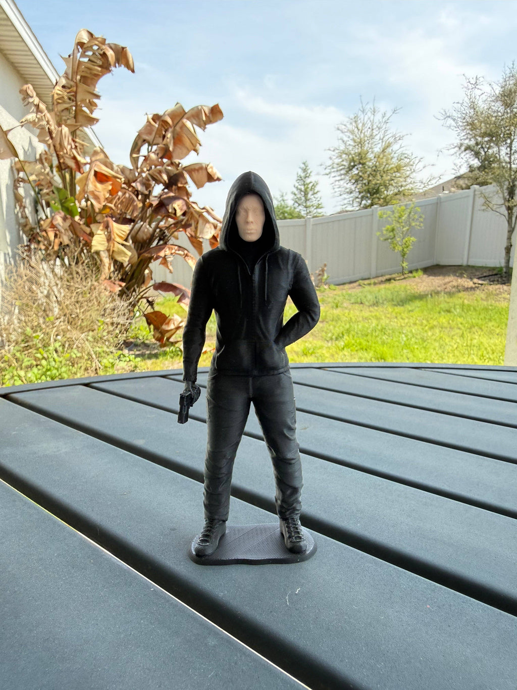 Hooded Masked Figures | Bookshelf Shelf Decor | Dark Romance: Blue Mask