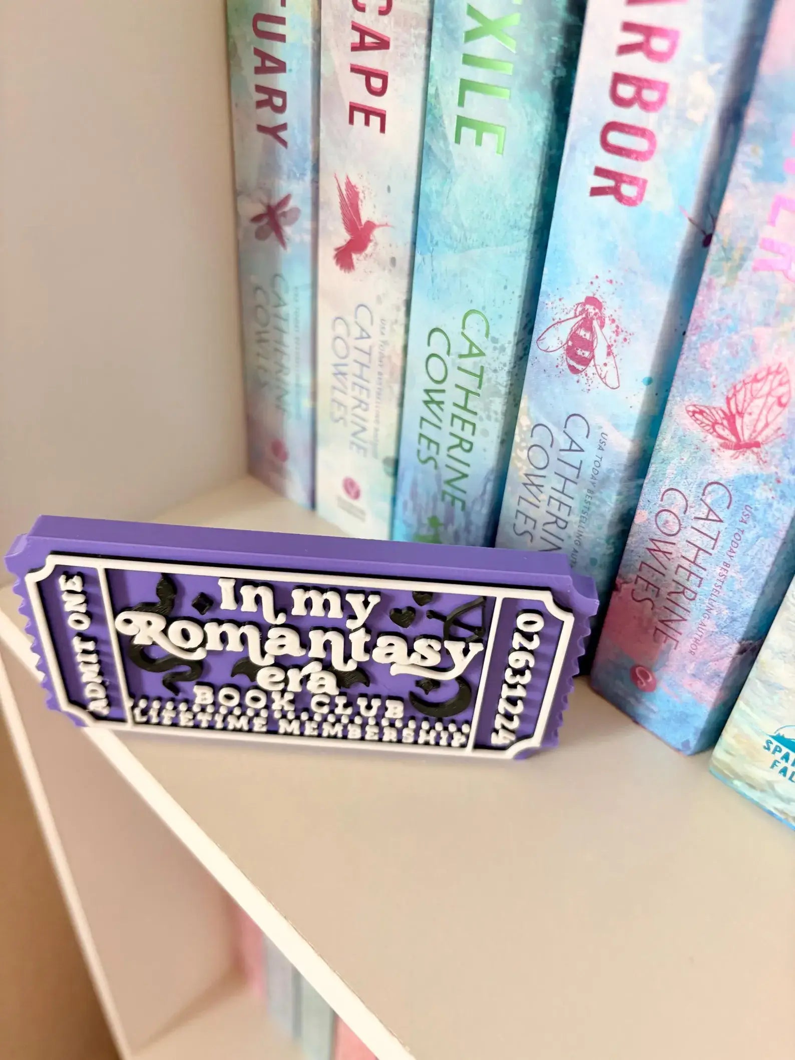 Romantasy book Club Sign | Ticket Bookshelf Decor: Ticket & Easel