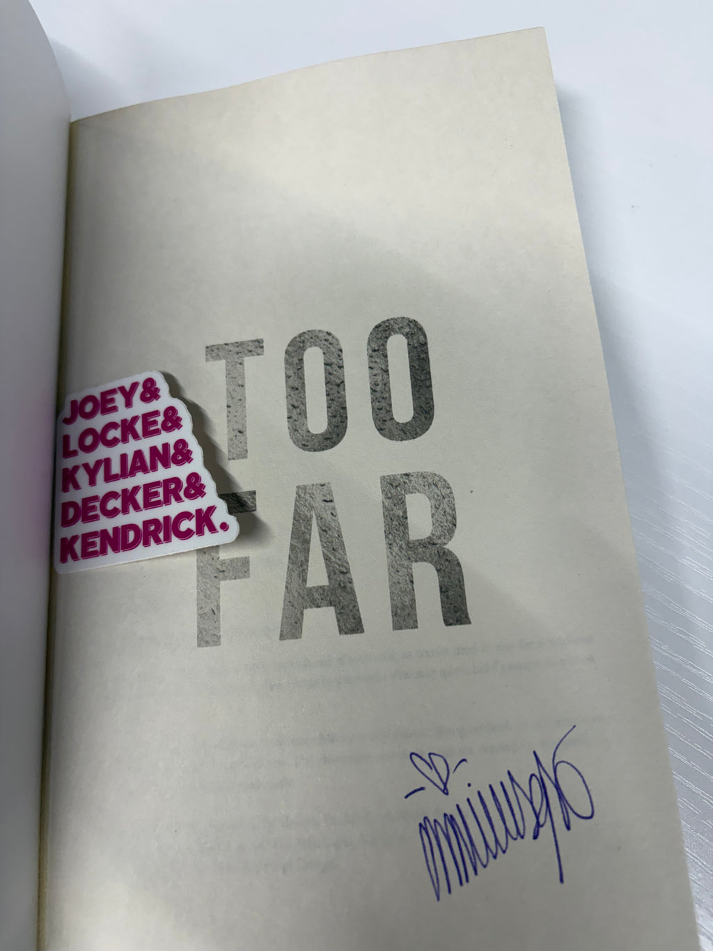 Too Far (Boys of Lake Chapel Book 3) *signed*