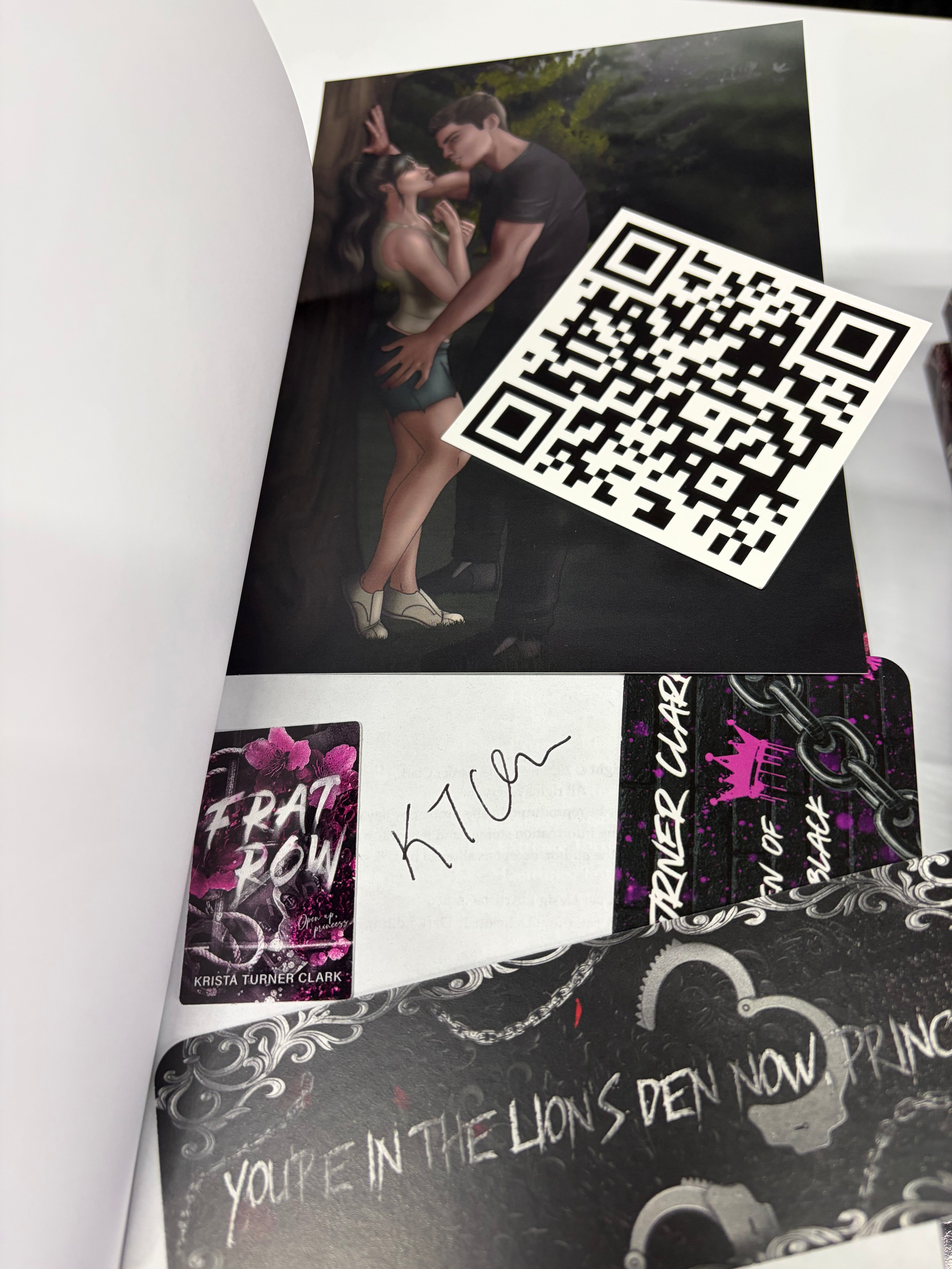 Frat Row (book 1 signed with art and bookmarks)