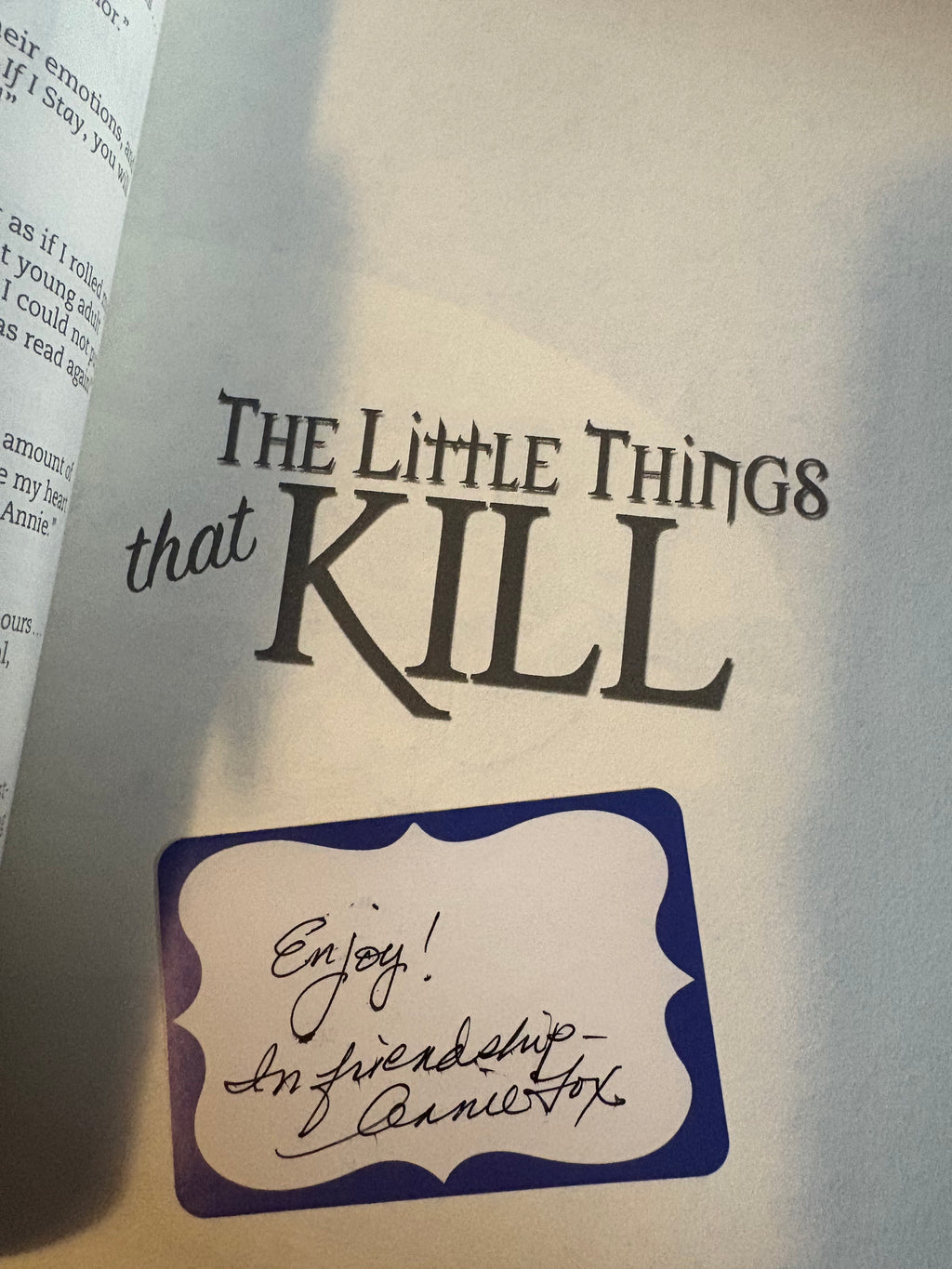 The Little Things That Kill: A YA Paranormal Afterlife Mystery