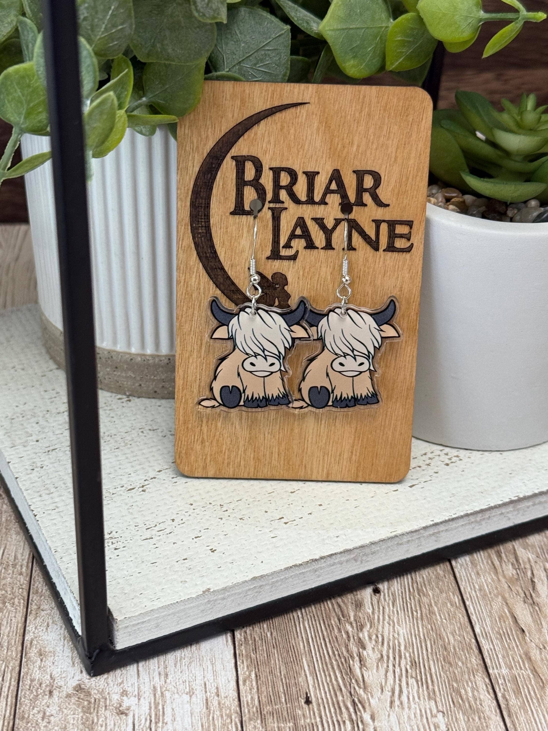 Highland Cow Acrylic Earrings Boho Jewelry Gifts