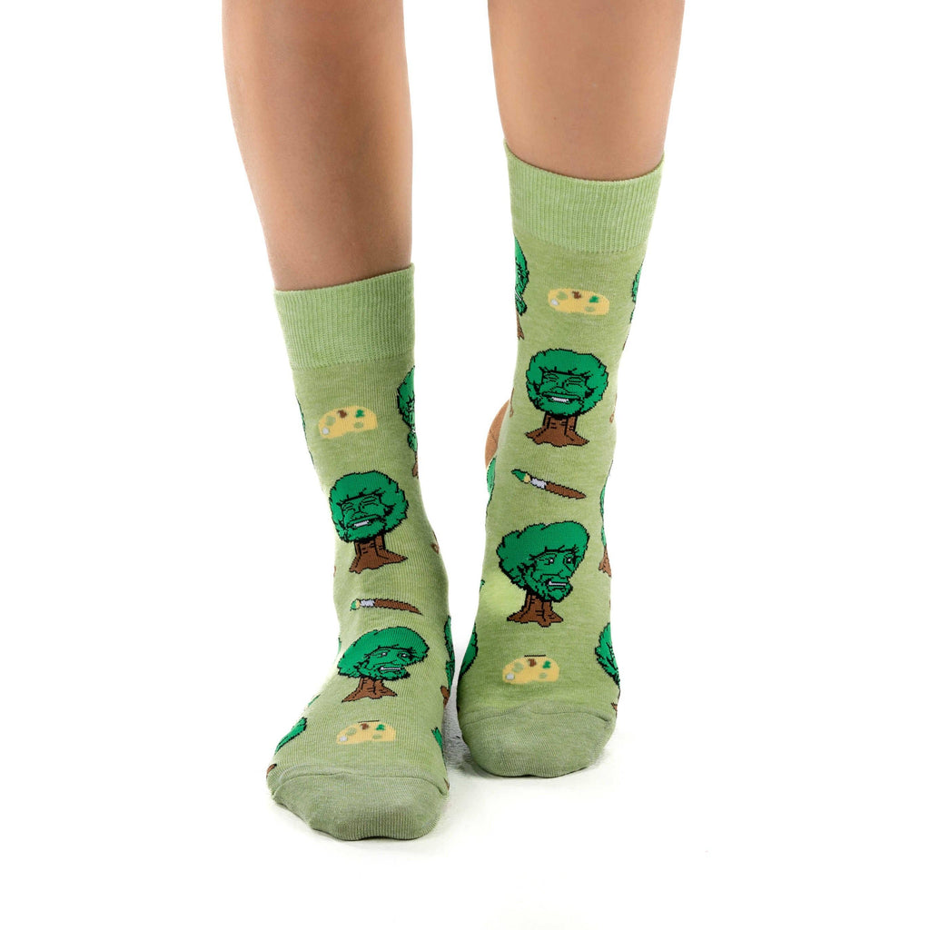Women's Bob Ross Happy Trees Socks: Shoe Size 5-9